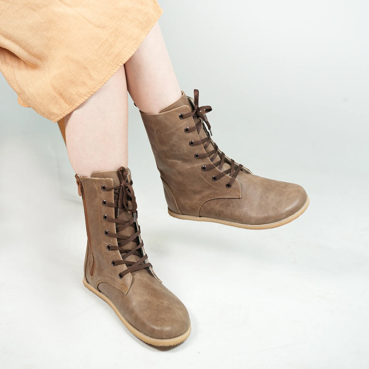 Crazy Barefoot Long Boots Shoes – Eva Outsole – Beige Bizon