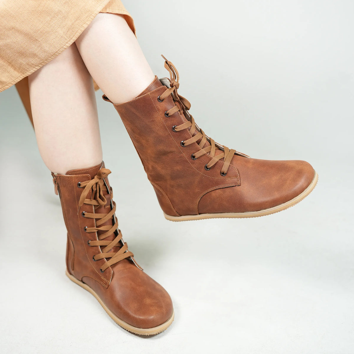 Crazy Barefoot Long Boots Shoes – Eva Outsole – Brown