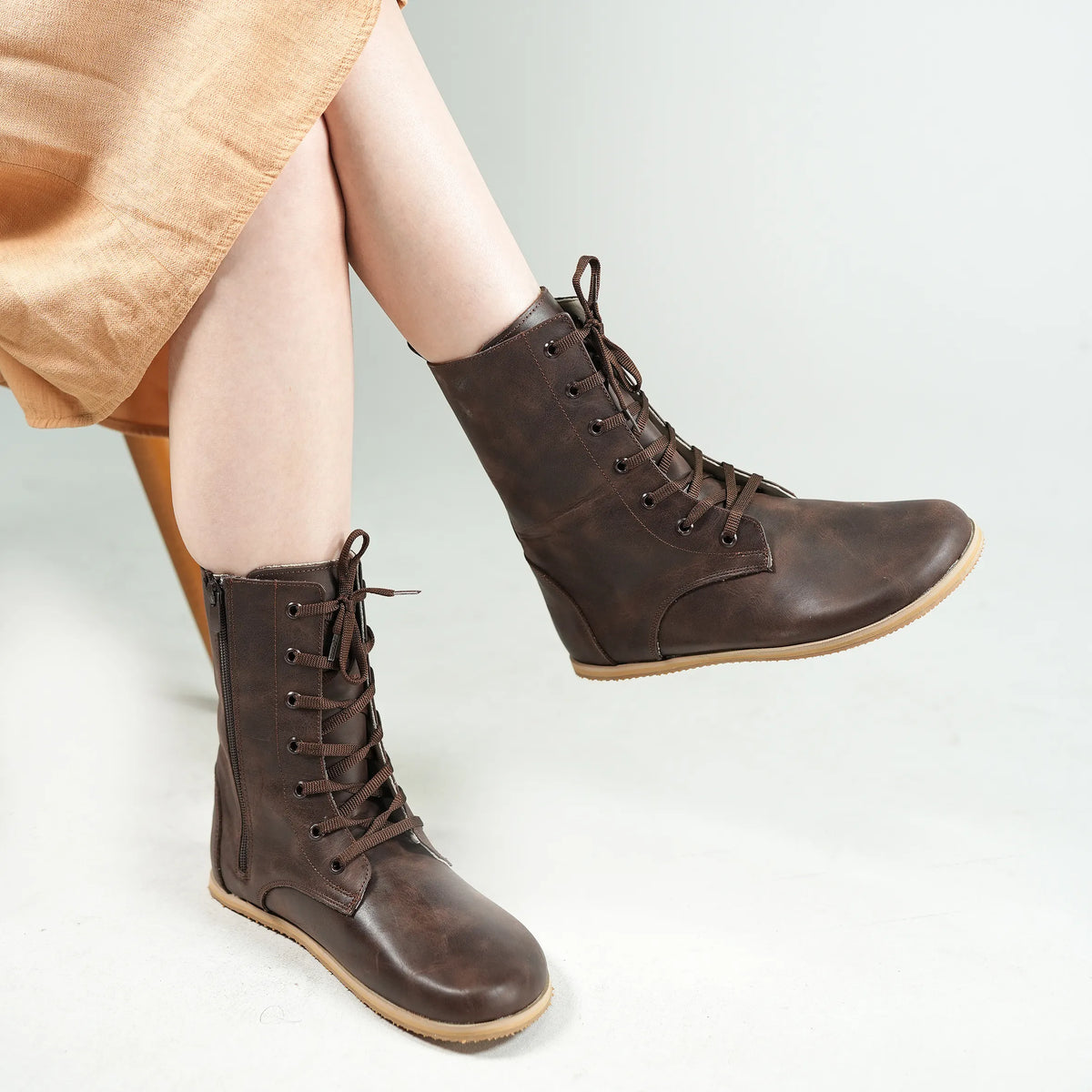 Crazy Barefoot Long Boots Shoes – Eva Outsole – Dark Brown