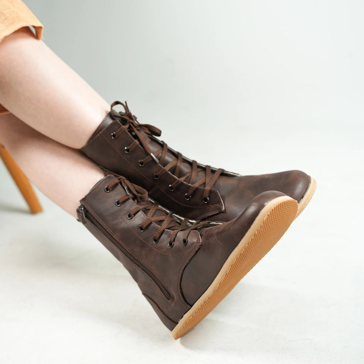 Crazy Barefoot Long Boots Shoes – Eva Outsole – Dark Brown