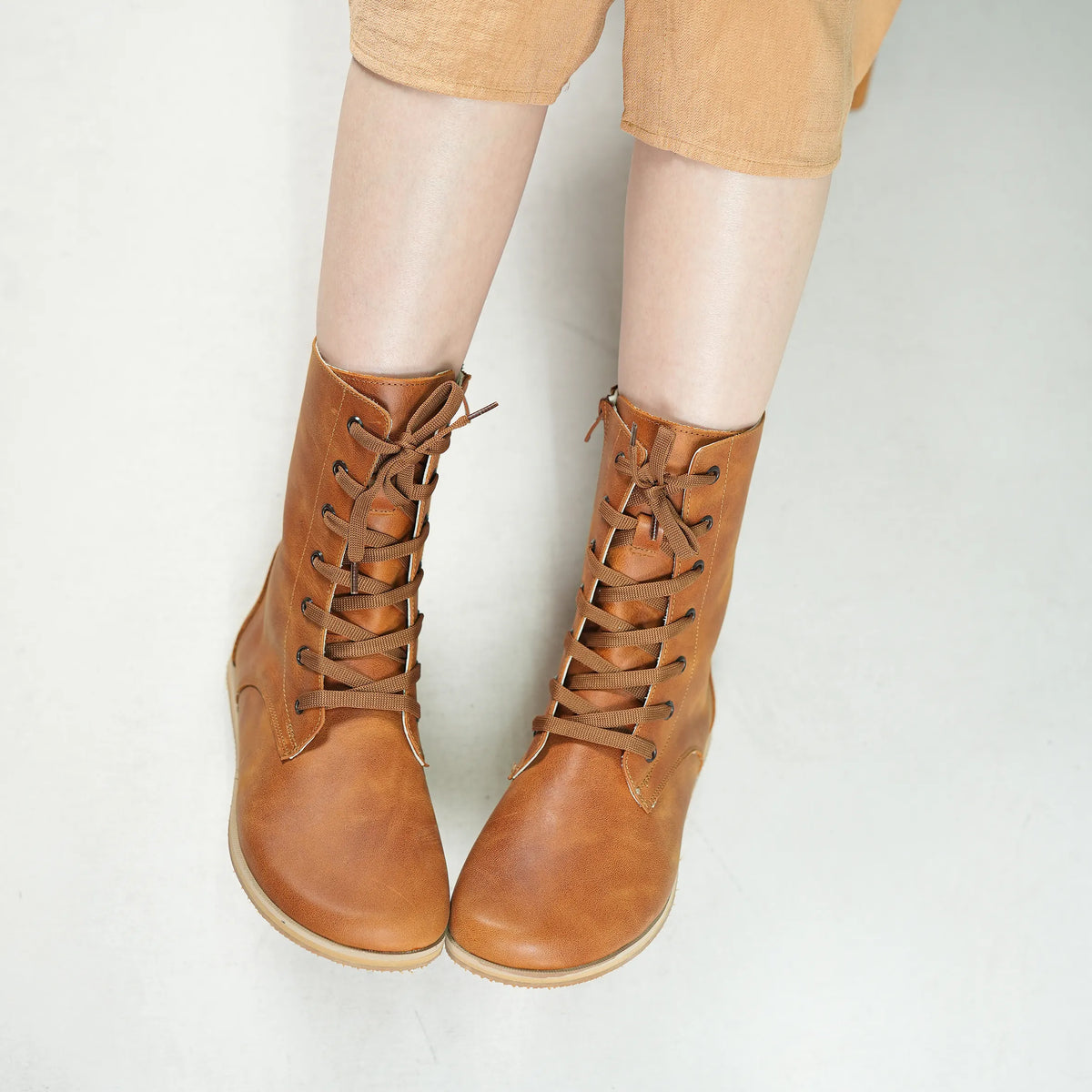 Crazy Barefoot Long Boots Shoes – Eva Outsole – Honey Camel