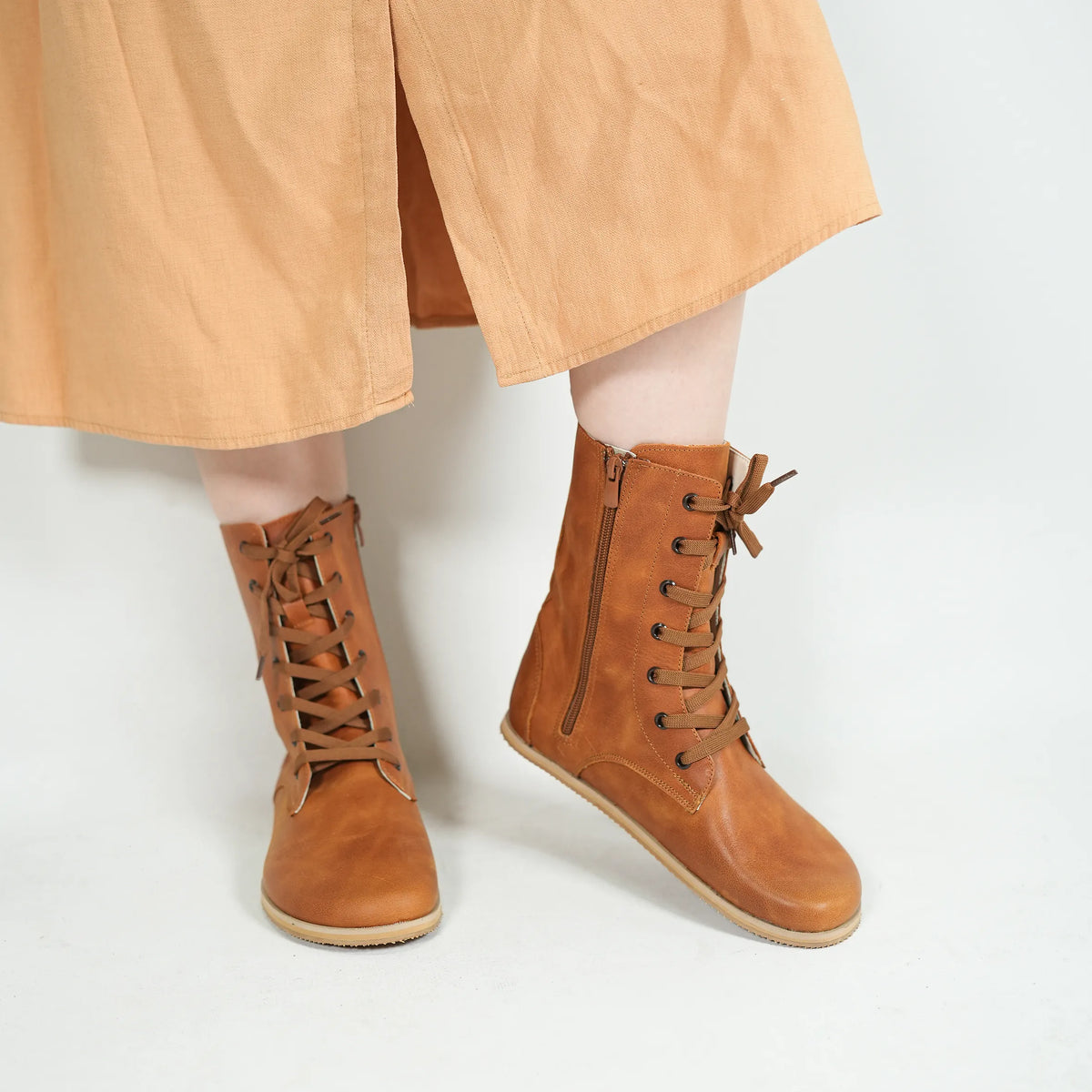 Crazy Barefoot Long Boots Shoes – Eva Outsole – Honey Camel