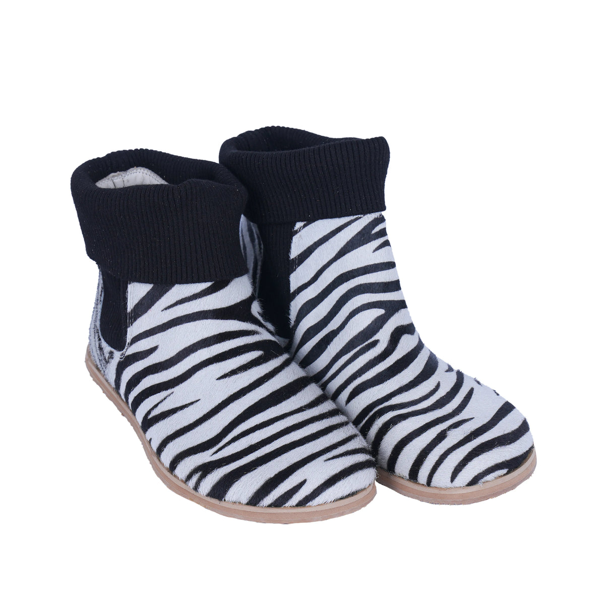 Hair Barefoot Socks Chelsea Shoes – Eva Outsole – Zebra