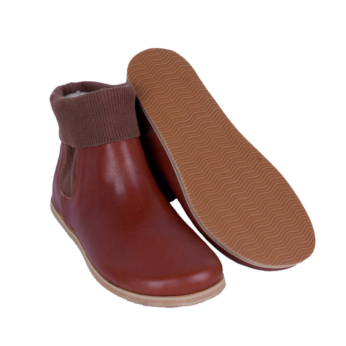 Smooth Barefoot Socks Chelsea Shoes – Eva Outsole – Brown
