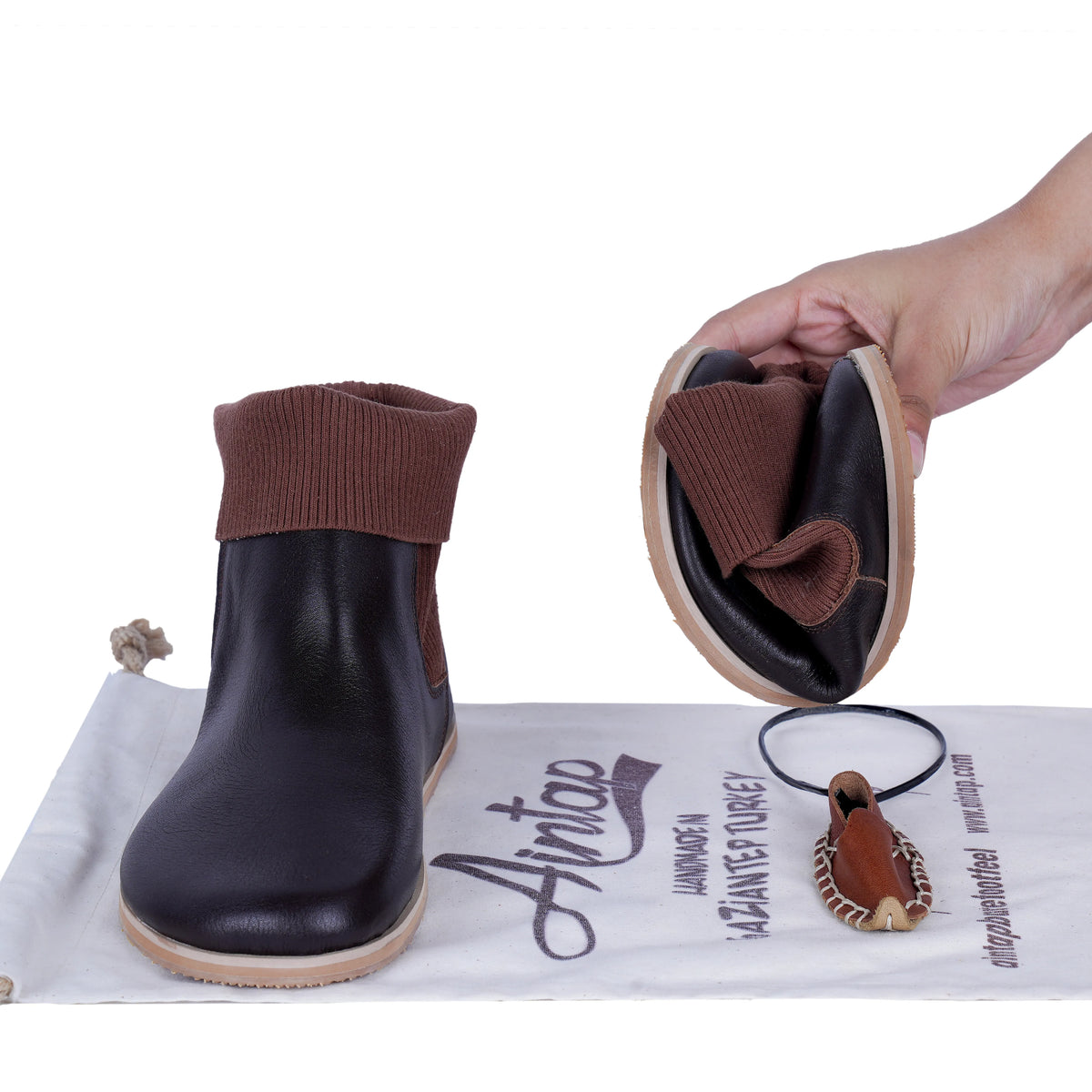 Smooth Barefoot Socks Chelsea Shoes – Eva Outsole – Dark Brown