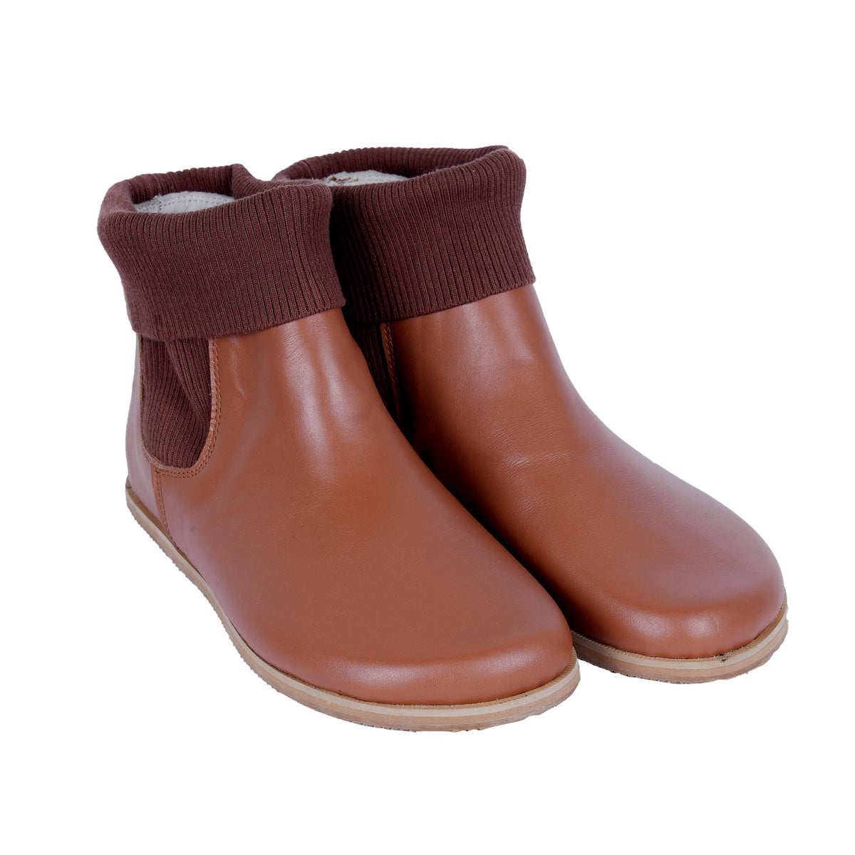 Smooth Barefoot Socks Chelsea Shoes – Eva Outsole – Tan
