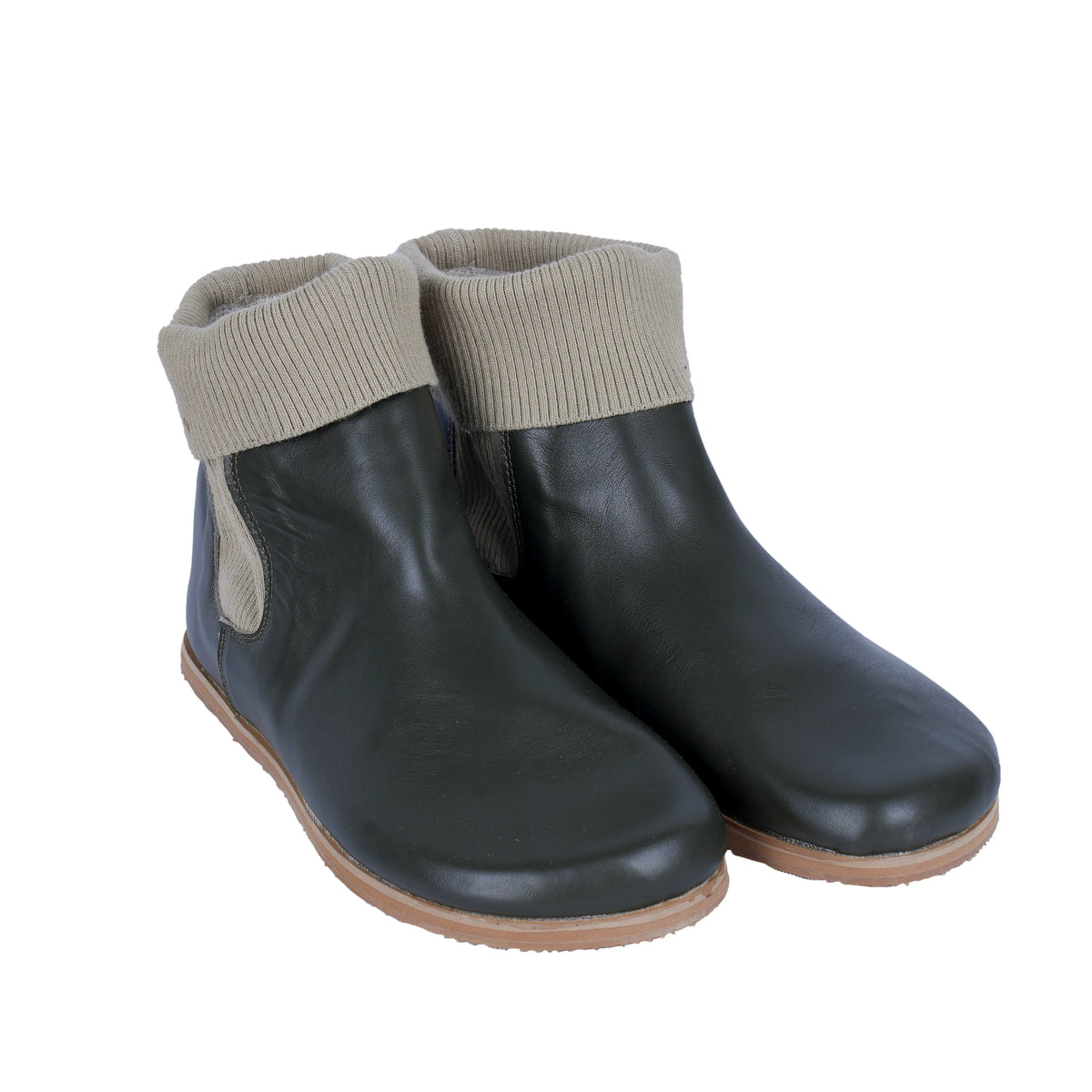 Smooth Barefoot Socks Chelsea Shoes – Eva Outsole – Olive Green