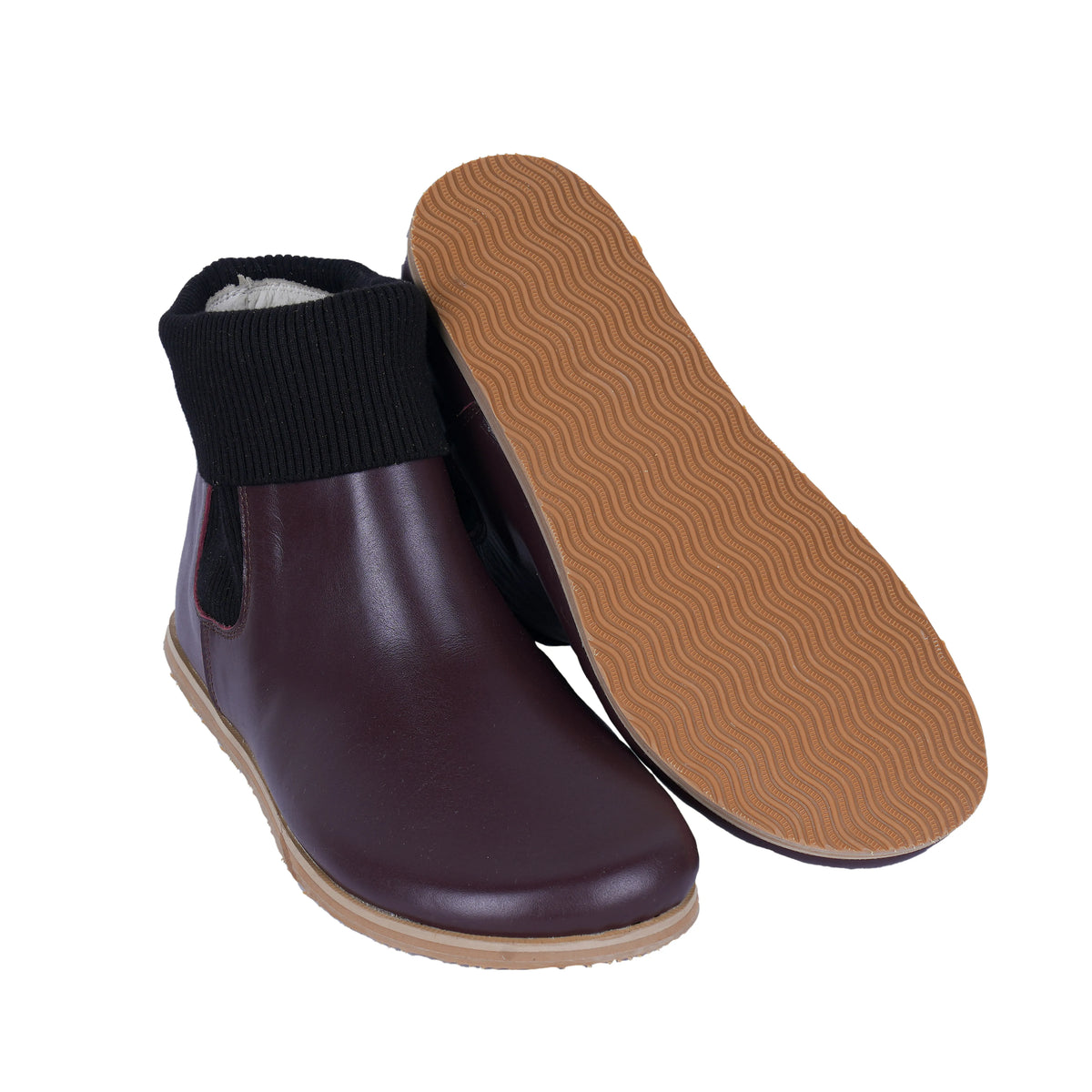 Smooth Barefoot Socks Chelsea Shoes – Eva Outsole – Burgundy