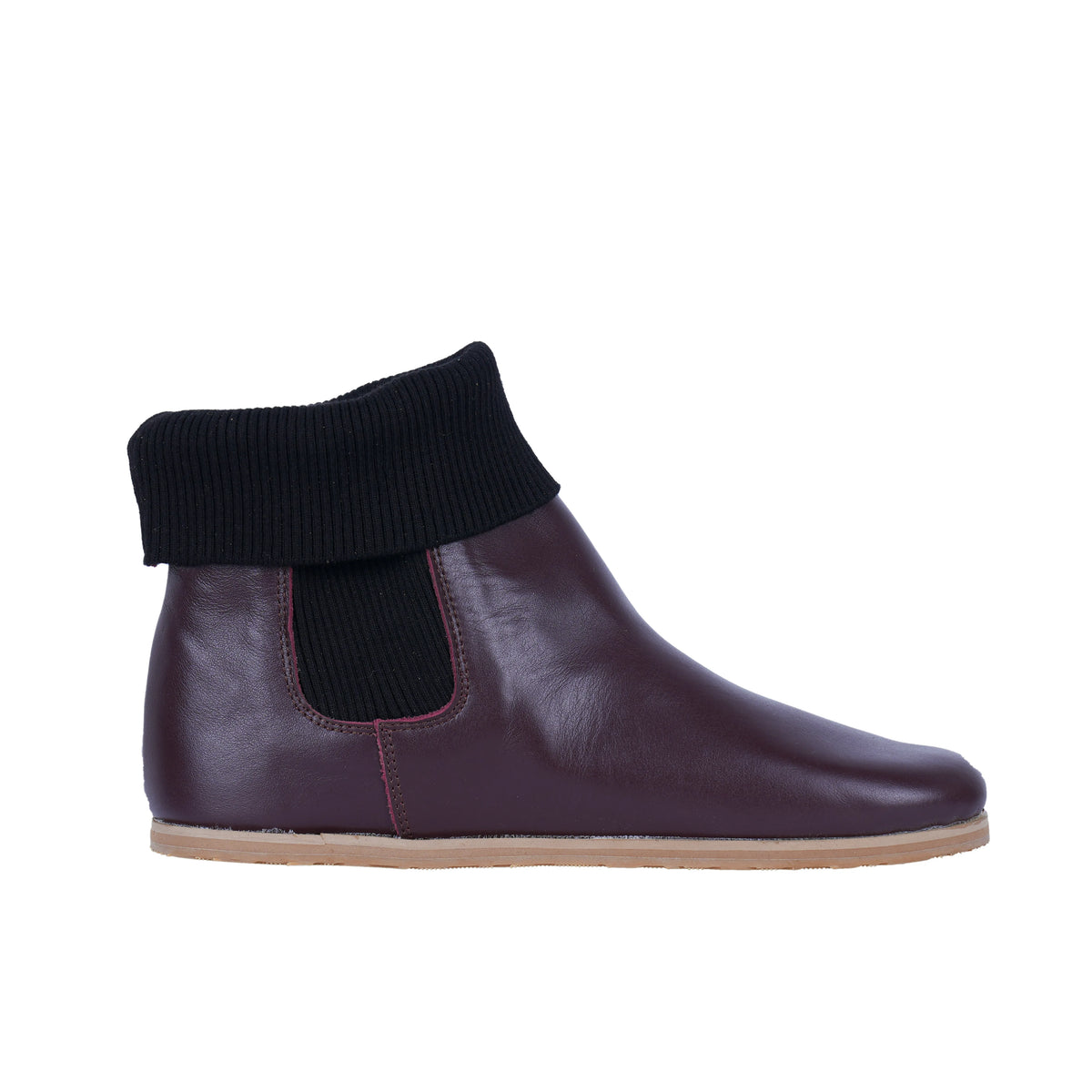 Smooth Barefoot Socks Chelsea Shoes – Eva Outsole – Burgundy
