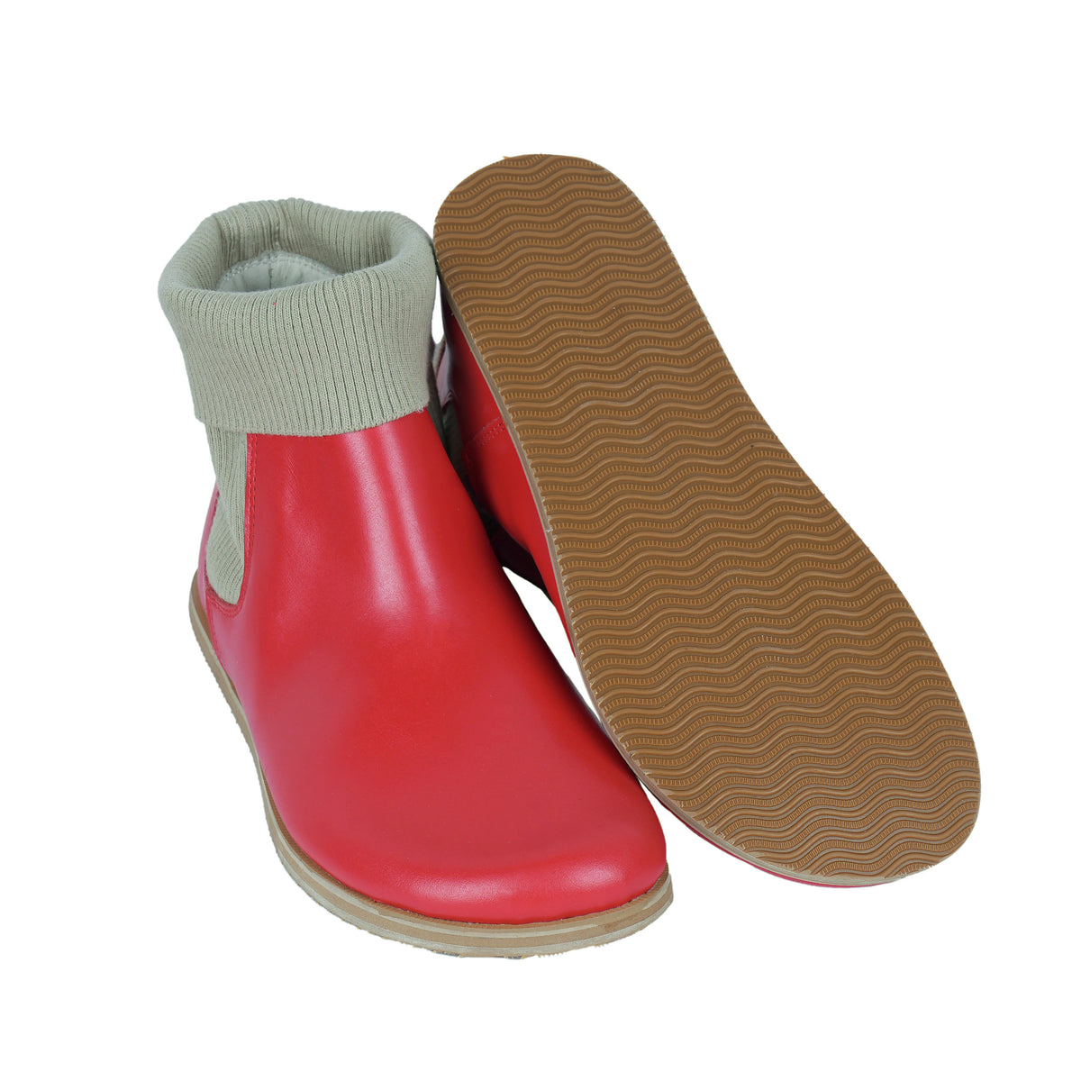 Smooth Barefoot Socks Chelsea Shoes – Eva Outsole – Red