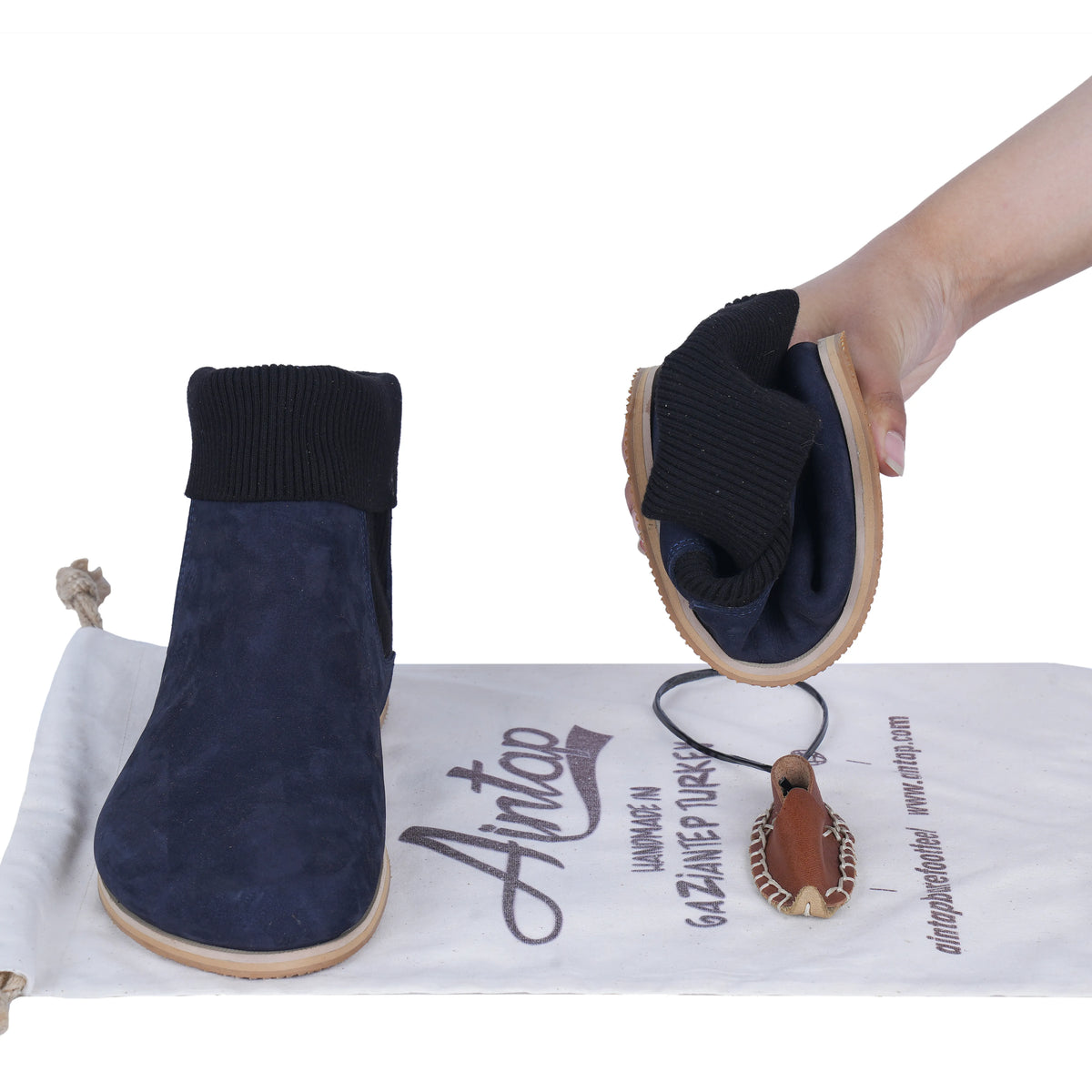 Nubuck Barefoot Socks Chelsea Shoes – Eva Outsole – Navy Blue