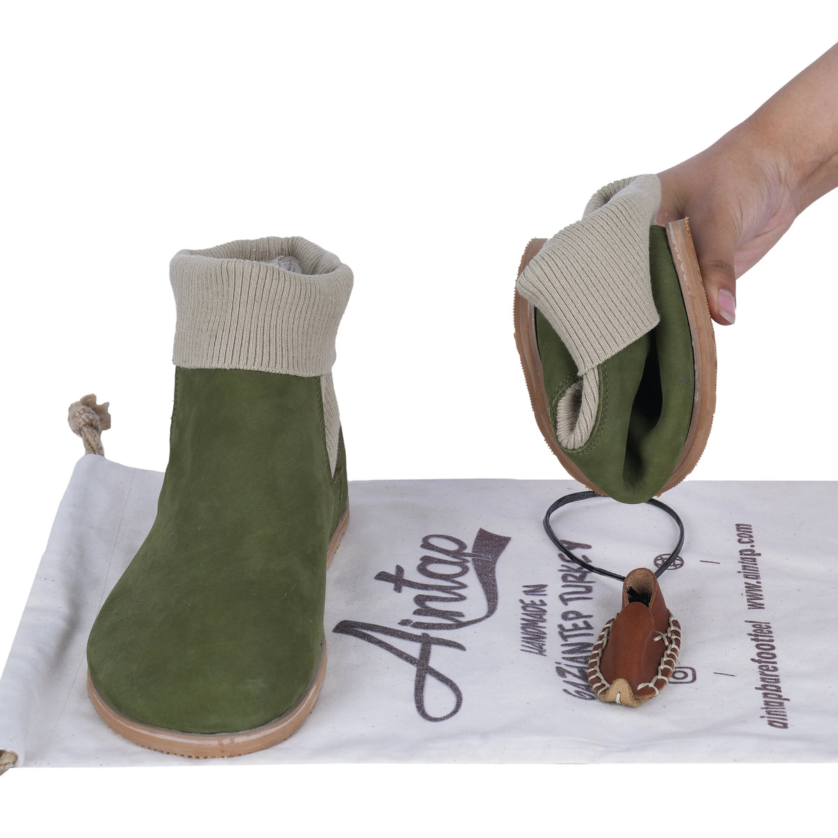 Nubuck Barefoot Socks Chelsea Shoes – Eva Outsole – Green