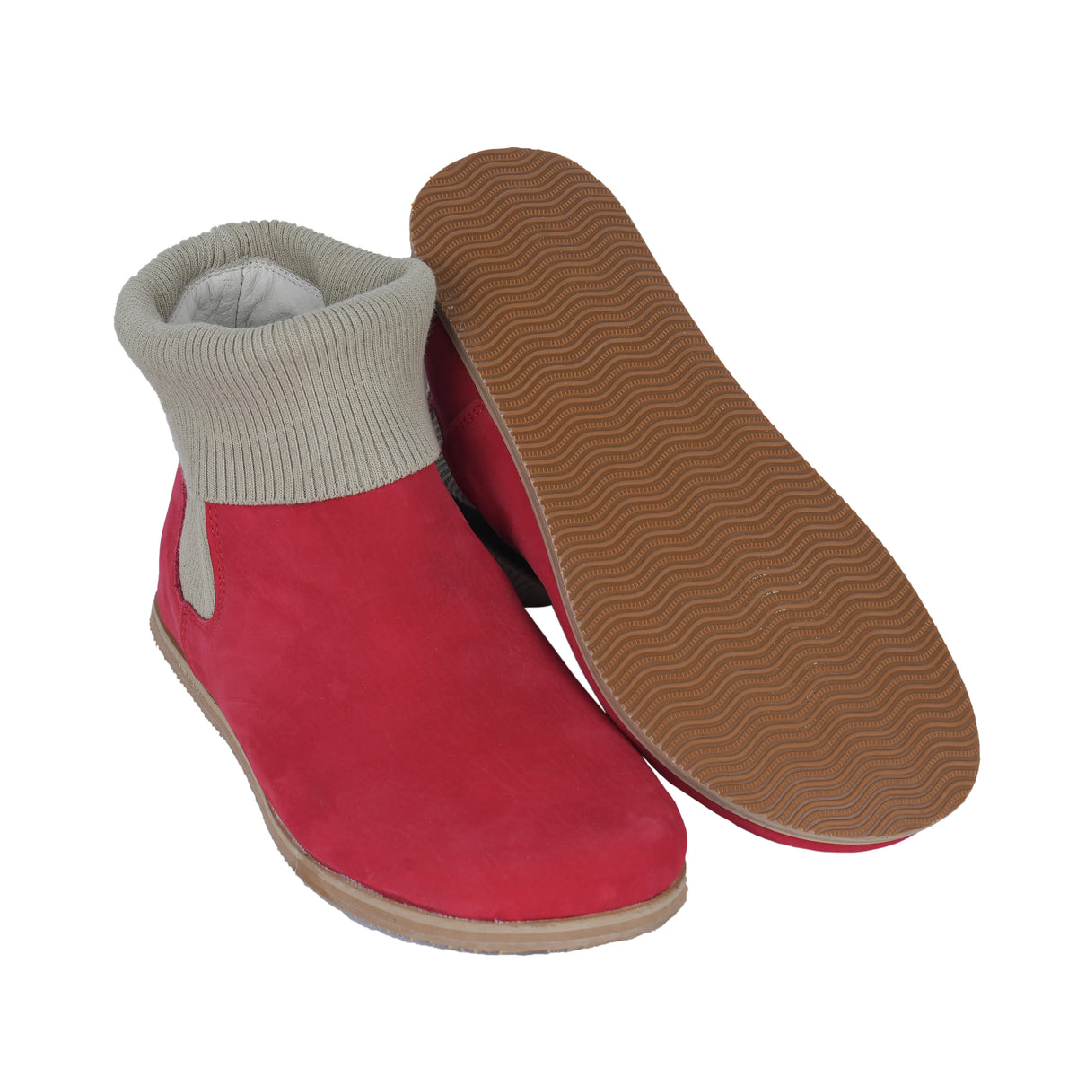 Nubuck Barefoot Socks Chelsea Shoes – Eva Outsole – Red