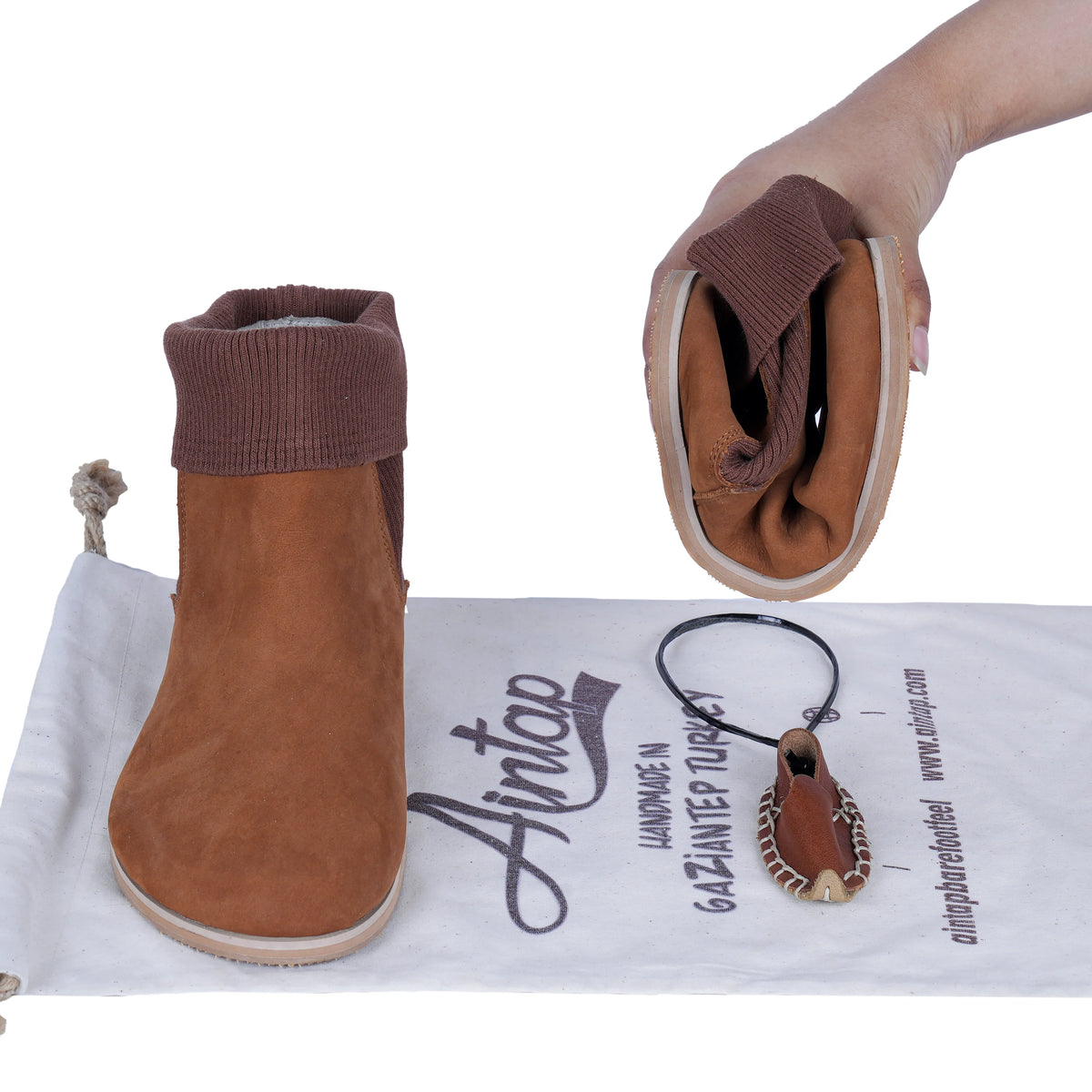 Nubuck Barefoot Socks Chelsea Shoes – Eva Outsole – Tan