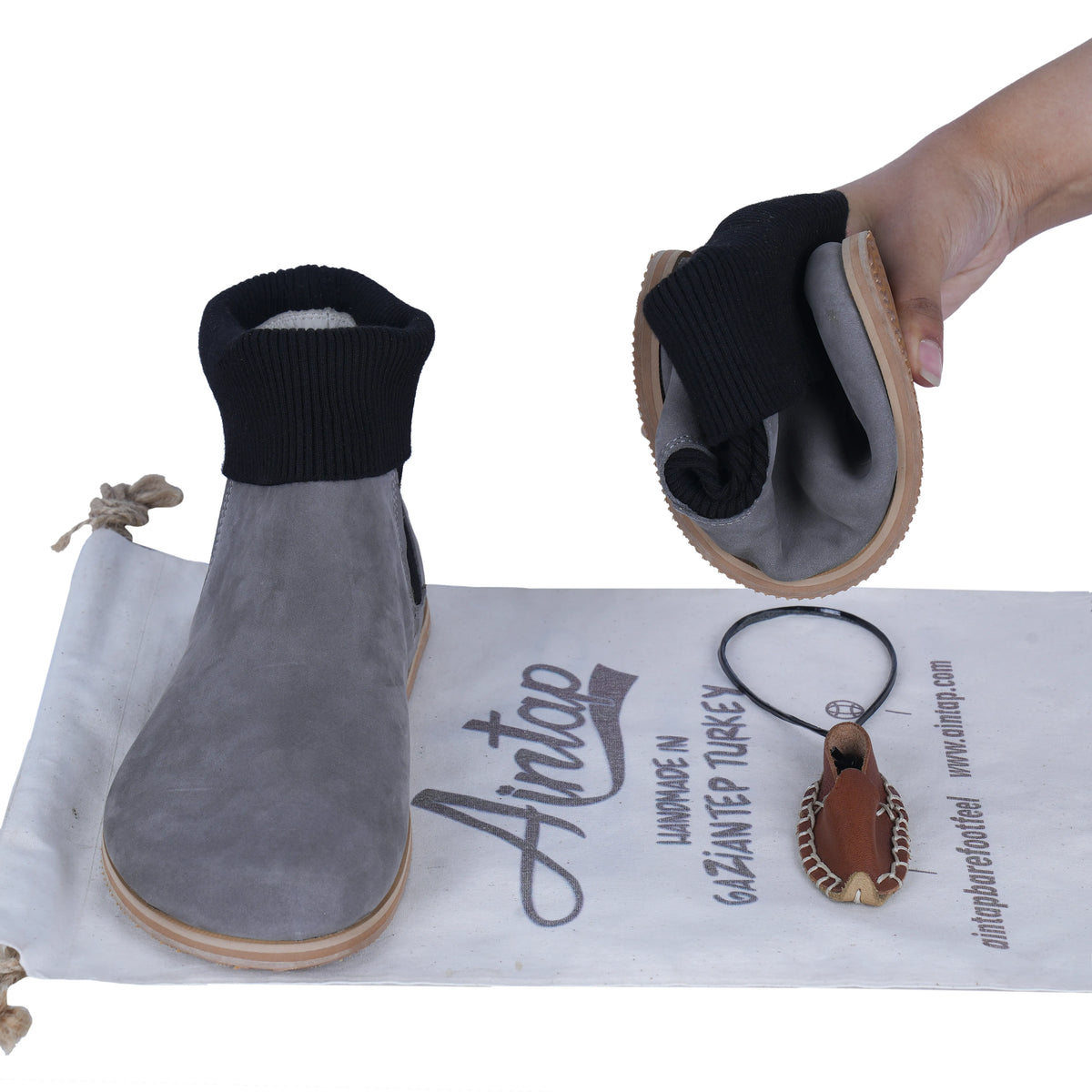 Nubuck Barefoot Socks Chelsea Shoes – Eva Outsole – Gray
