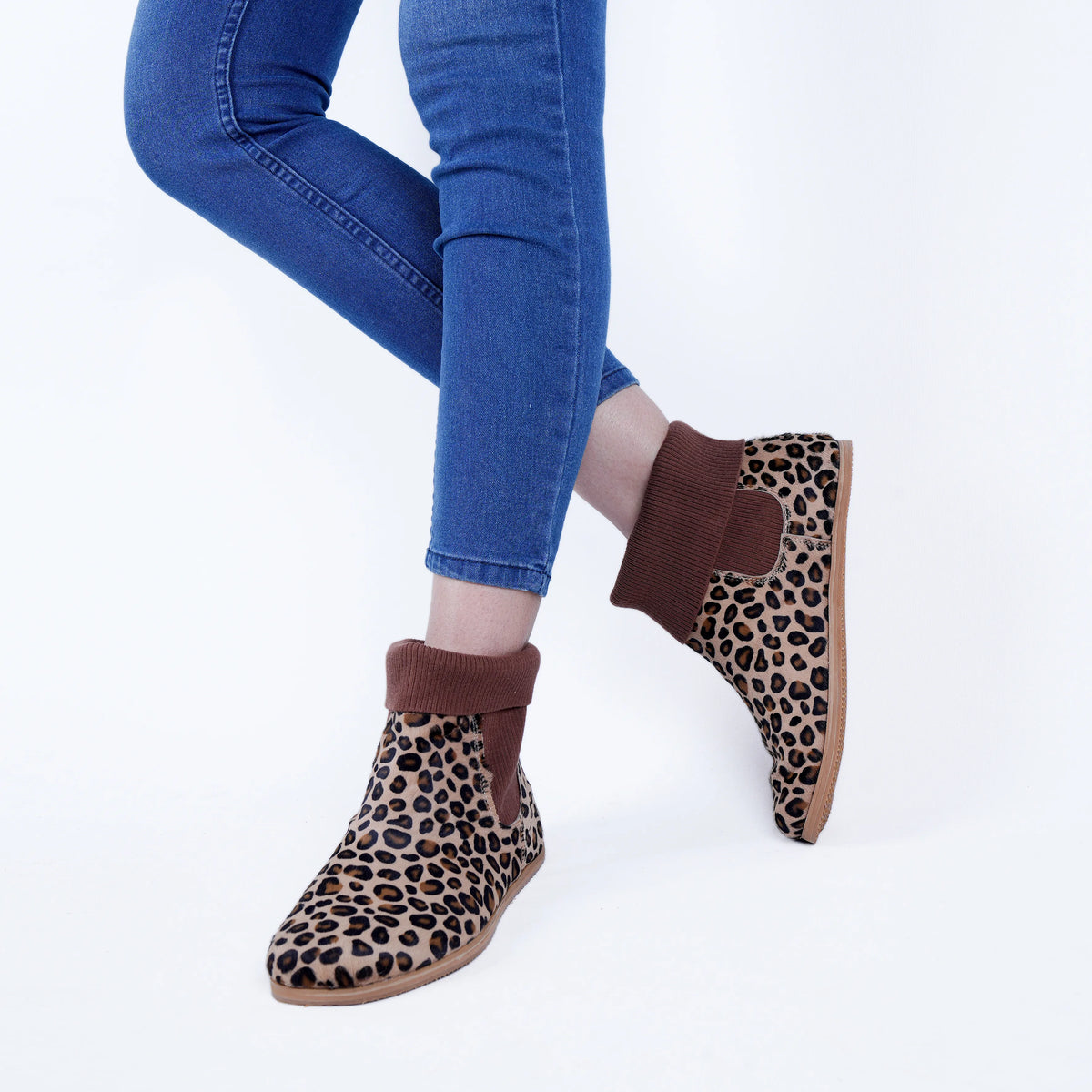 Hair Barefoot Socks Chelsea Shoes – Eva Outsole – Leopard