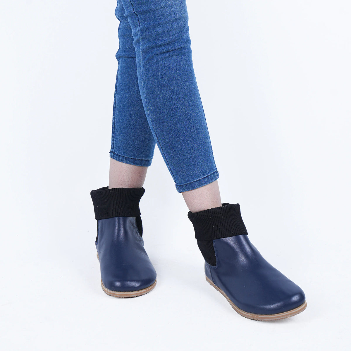 Smooth Barefoot Socks Chelsea Shoes – Eva Outsole – Navy Blue
