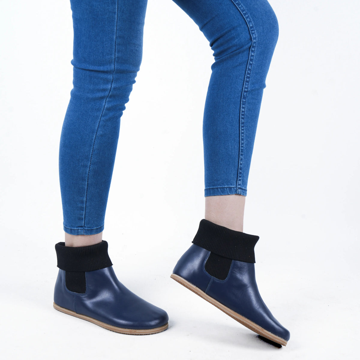 Smooth Barefoot Socks Chelsea Shoes – Eva Outsole – Navy Blue