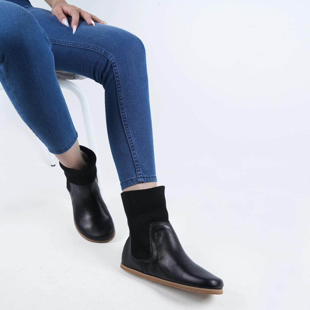 Smooth Barefoot Socks Chelsea Shoes – Eva Outsole – Black