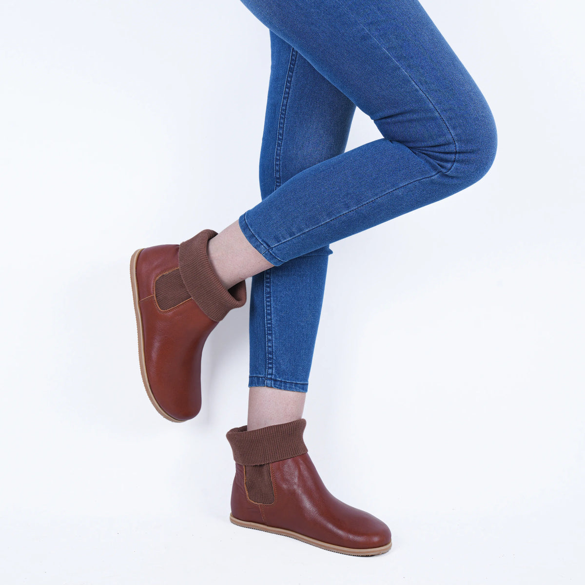 Smooth Barefoot Socks Chelsea Shoes – Eva Outsole – Brown