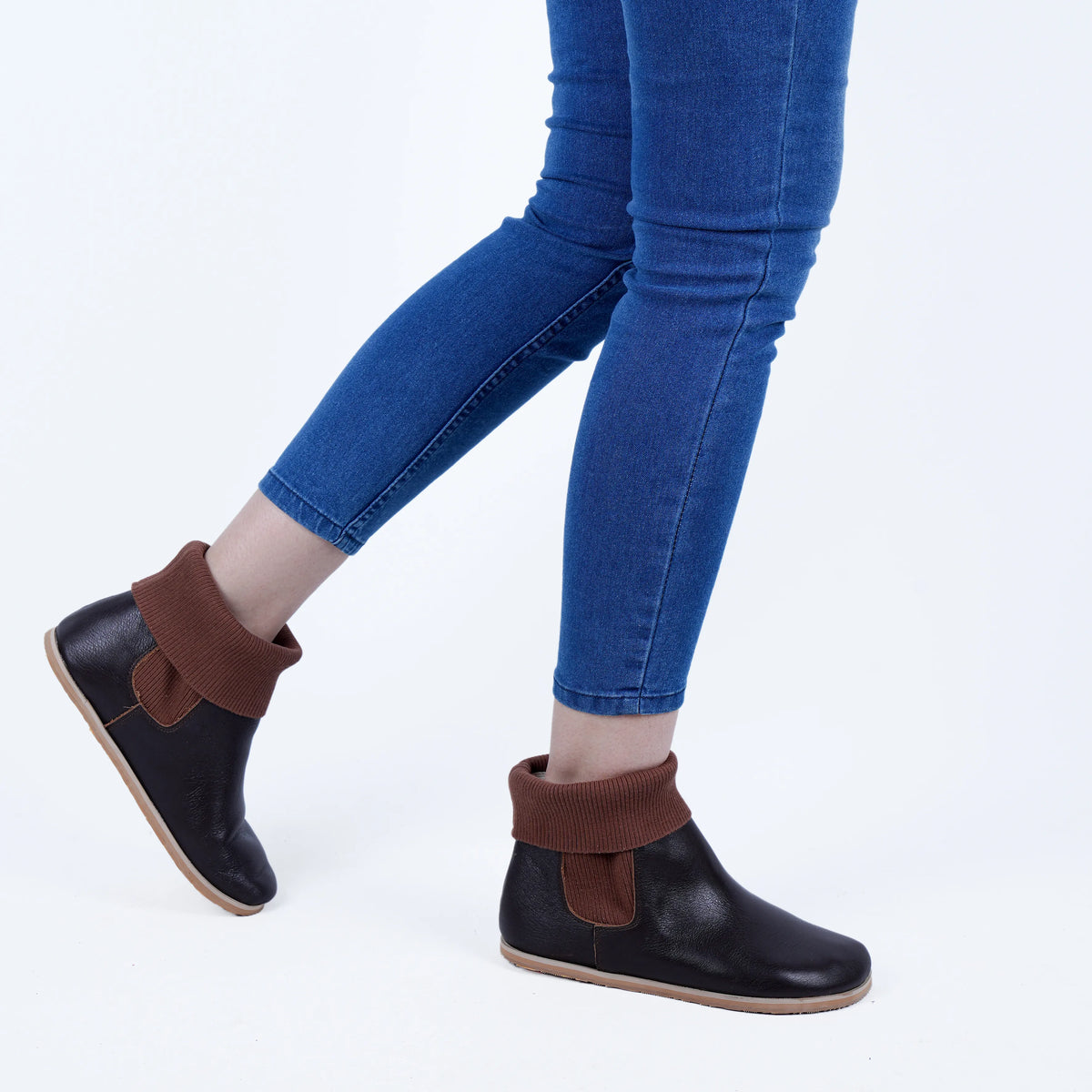 Smooth Barefoot Socks Chelsea Shoes – Eva Outsole – Dark Brown