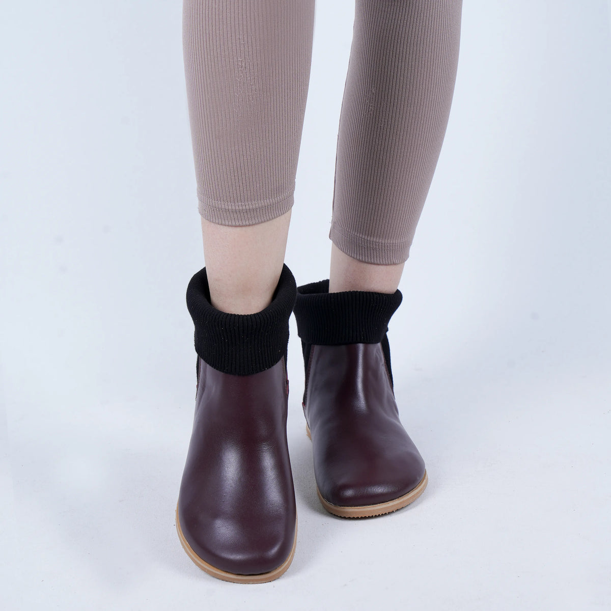 Smooth Barefoot Socks Chelsea Shoes – Eva Outsole – Burgundy