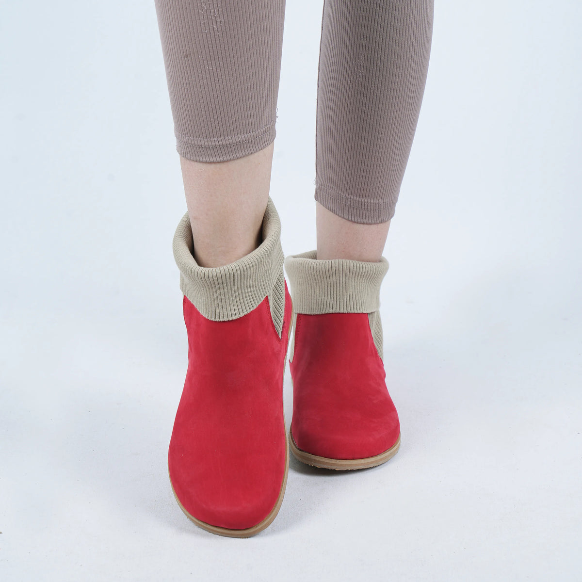 Nubuck Barefoot Socks Chelsea Shoes – Eva Outsole – Red