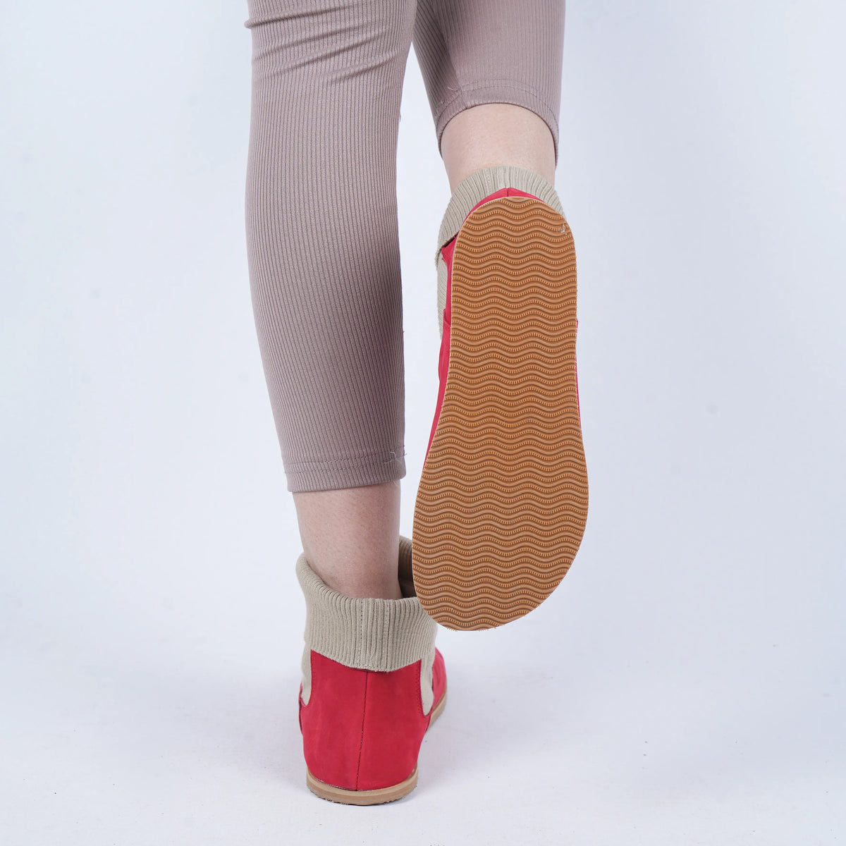 Nubuck Barefoot Socks Chelsea Shoes – Eva Outsole – Red