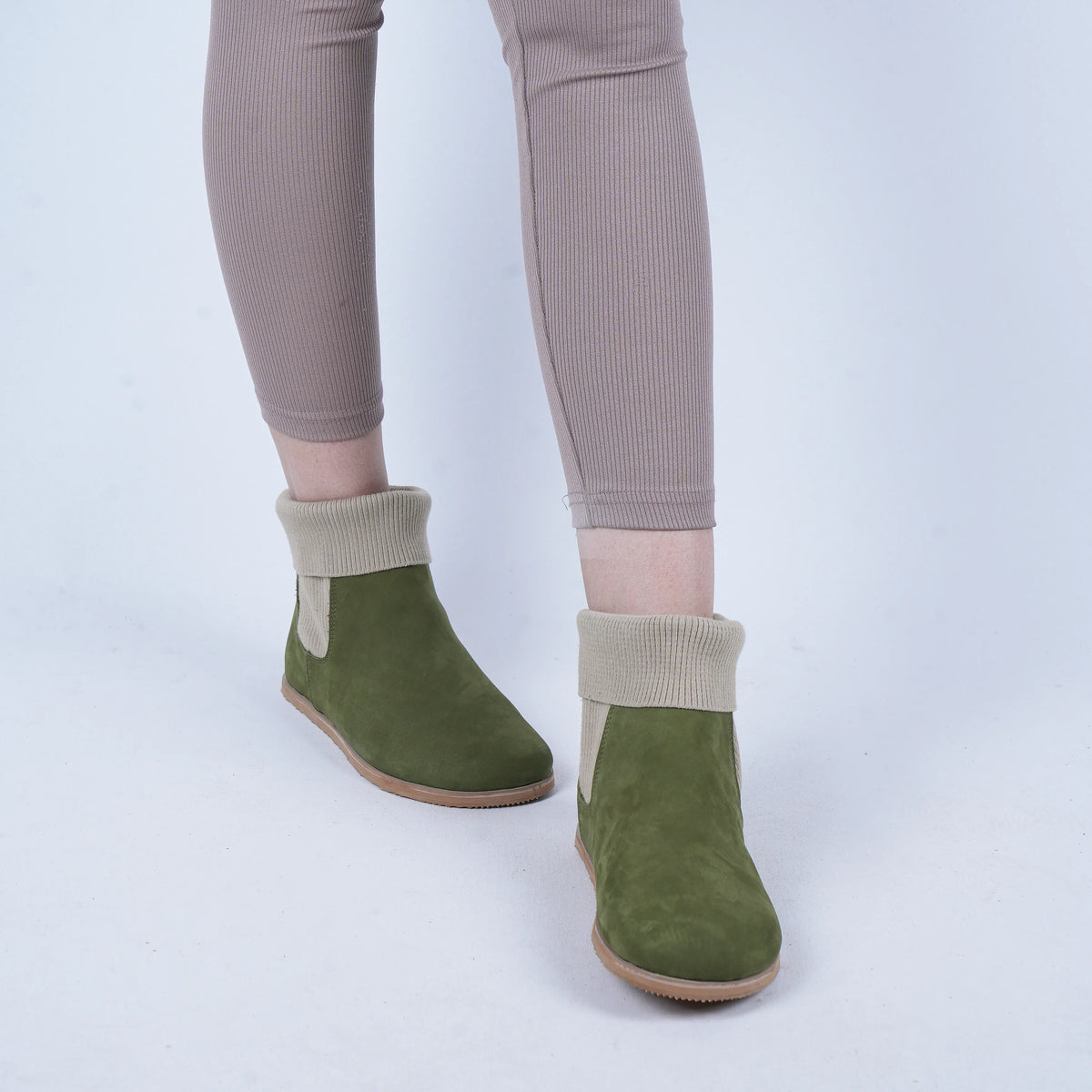 Nubuck Barefoot Socks Chelsea Shoes – Eva Outsole – Green