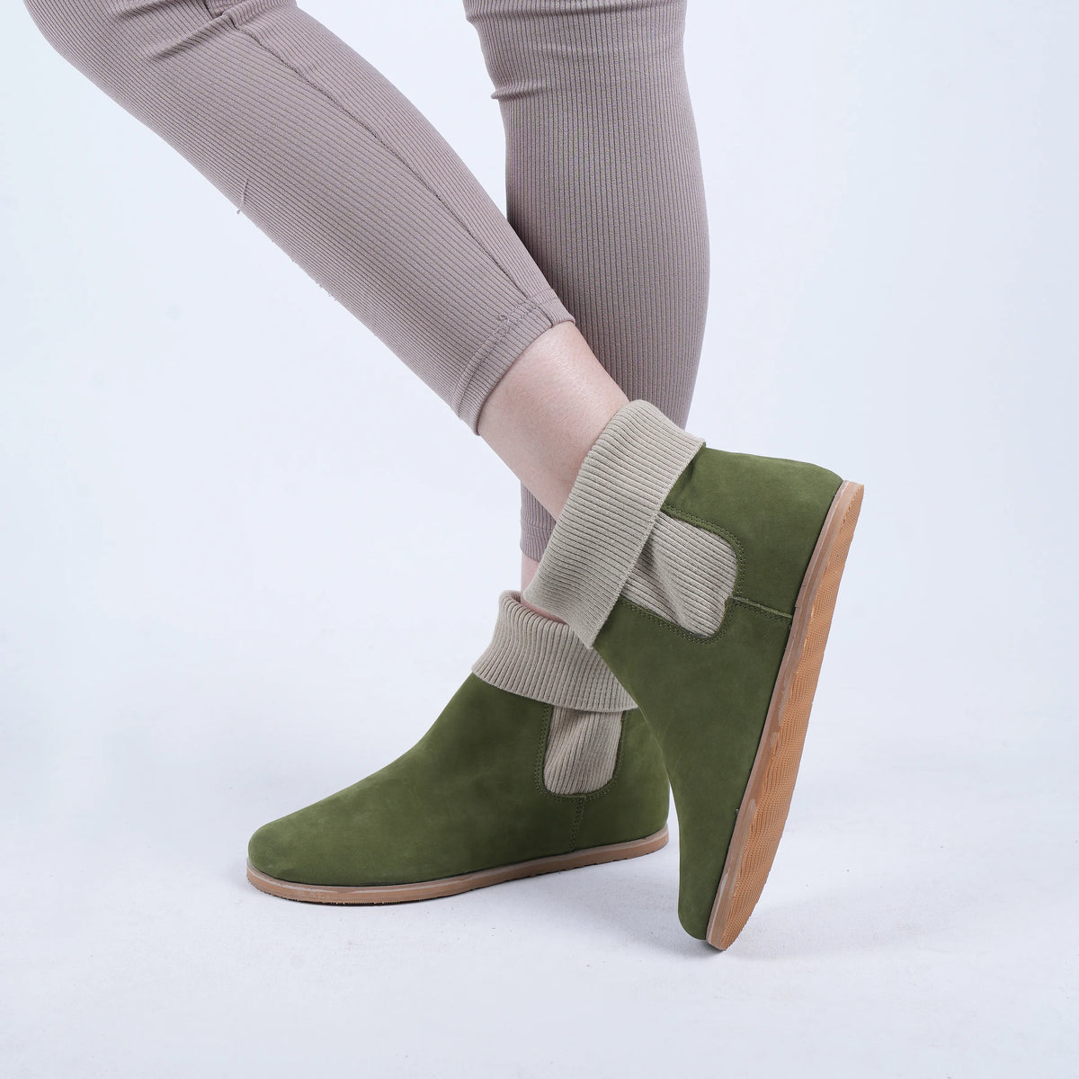 Nubuck Barefoot Socks Chelsea Shoes – Eva Outsole – Green