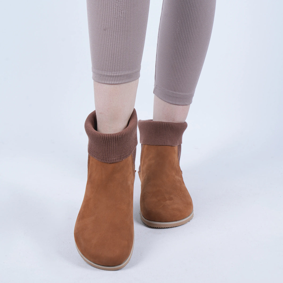 Nubuck Barefoot Socks Chelsea Shoes – Eva Outsole – Tan