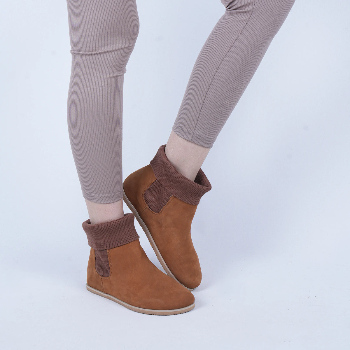 Nubuck Barefoot Socks Chelsea Shoes – Eva Outsole – Tan