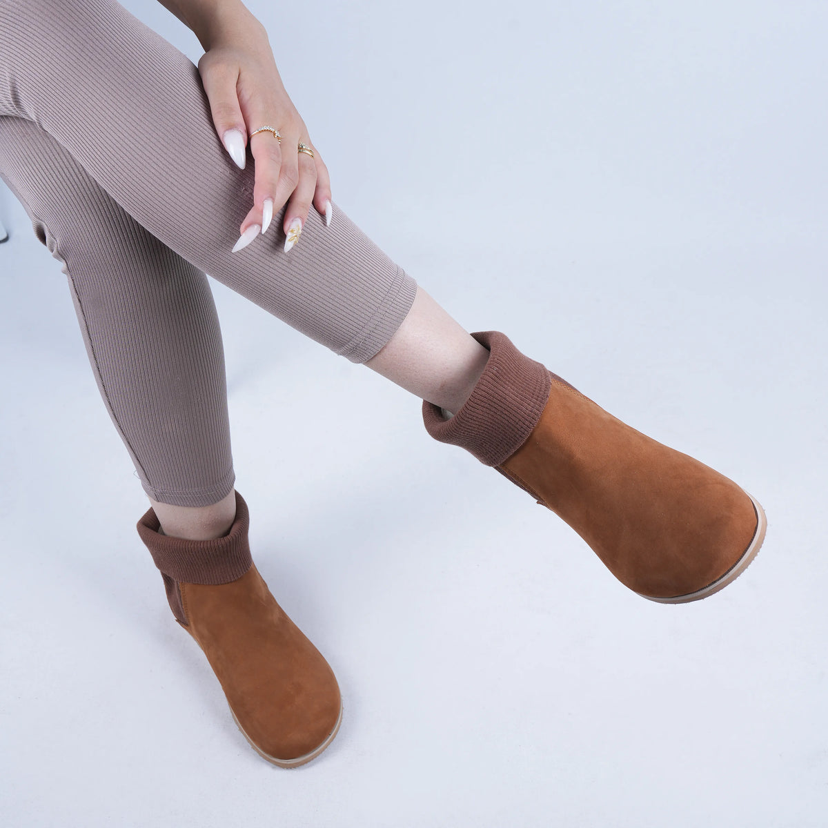 Nubuck Barefoot Socks Chelsea Shoes – Eva Outsole – Tan
