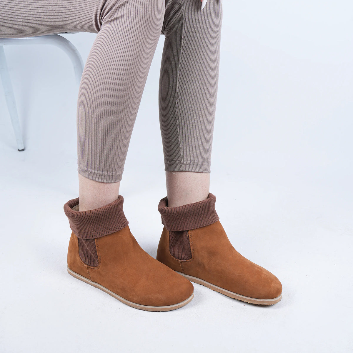 Nubuck Barefoot Socks Chelsea Shoes – Eva Outsole – Tan