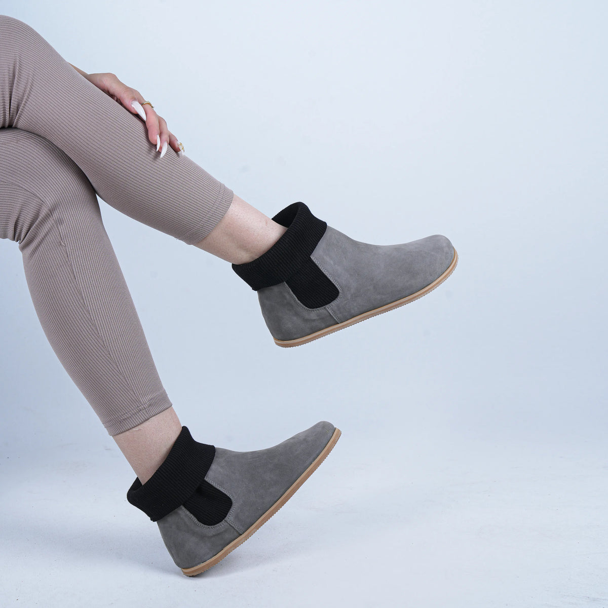 Nubuck Barefoot Socks Chelsea Shoes – Eva Outsole – Gray