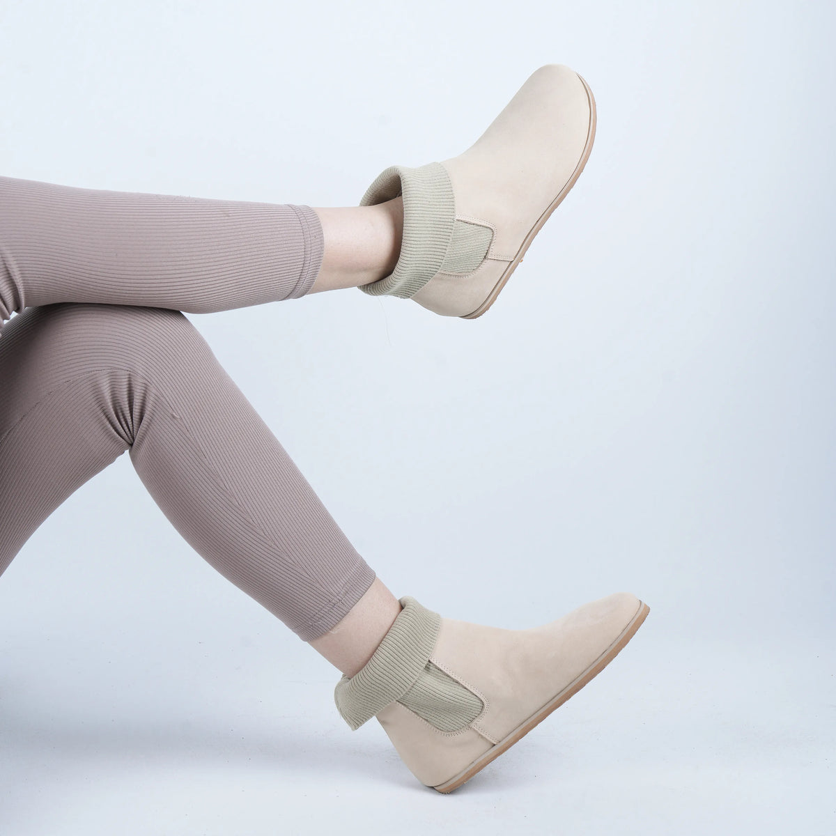 Nubuck Barefoot Socks Chelsea Shoes – Eva Outsole – Cream