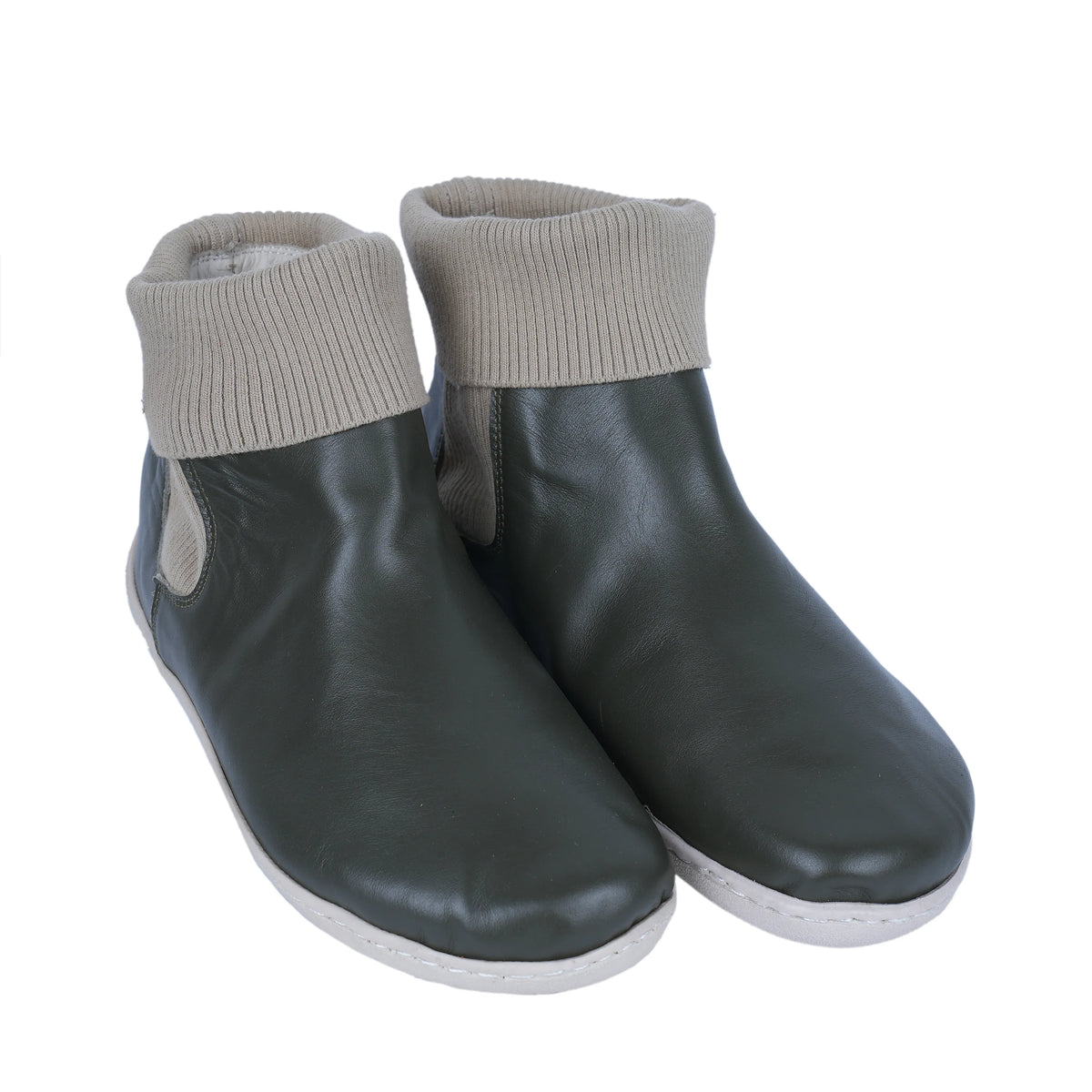Smooth Barefoot Socks Chelsea Shoes – 6mm Rubber Sole – Olive Green