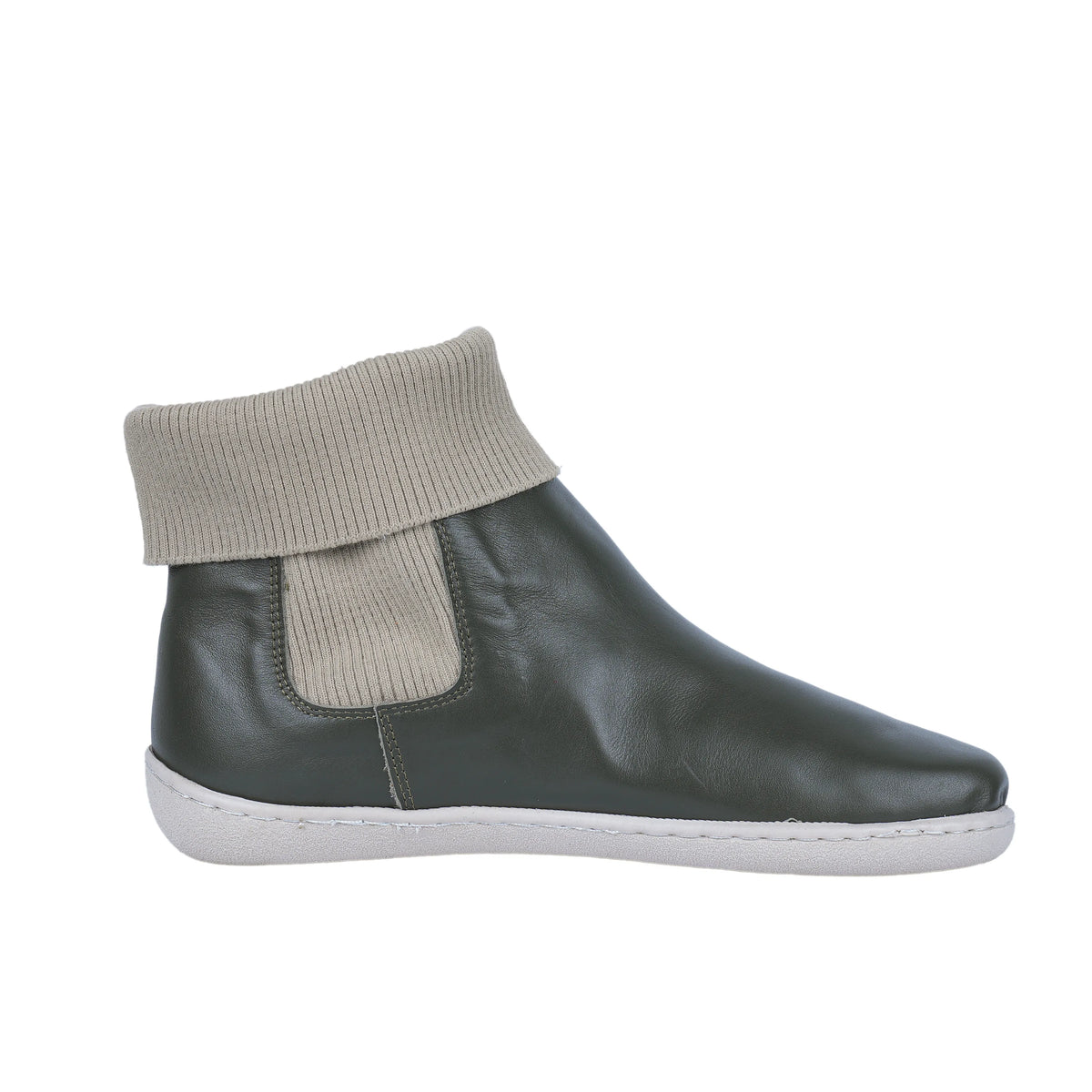 Smooth Barefoot Socks Chelsea Shoes – 6mm Rubber Sole – Olive Green