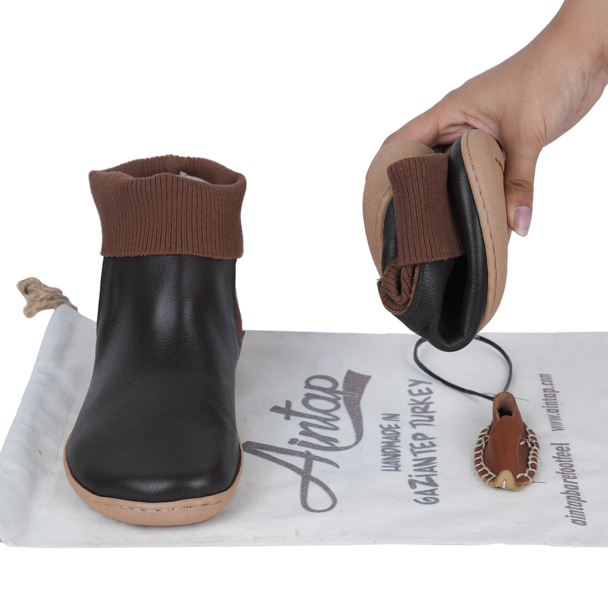 Smooth Barefoot Socks Chelsea Shoes – 6mm Rubber Sole – Dark Brown