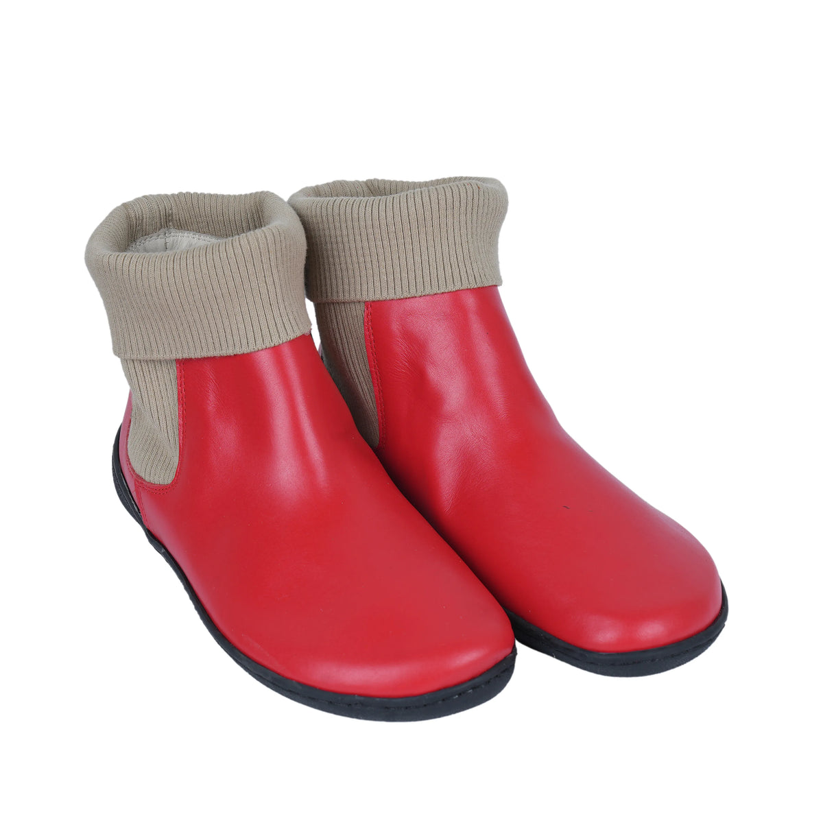 Smooth Barefoot Socks Chelsea Shoes – 6mm Rubber Sole – Red
