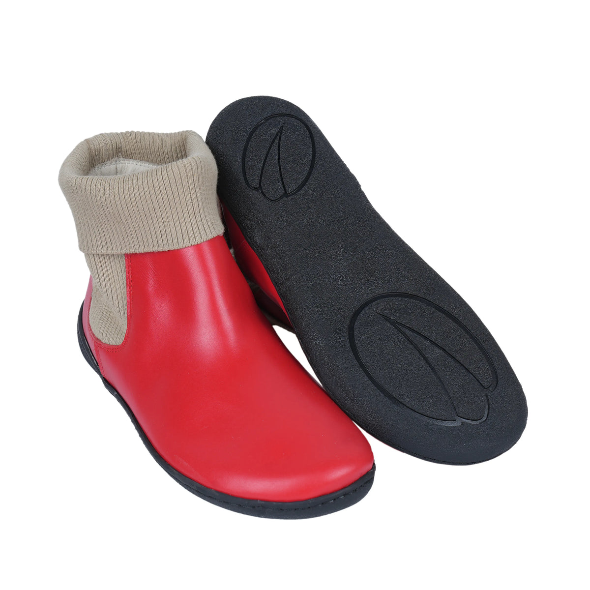 Smooth Barefoot Socks Chelsea Shoes – 6mm Rubber Sole – Red