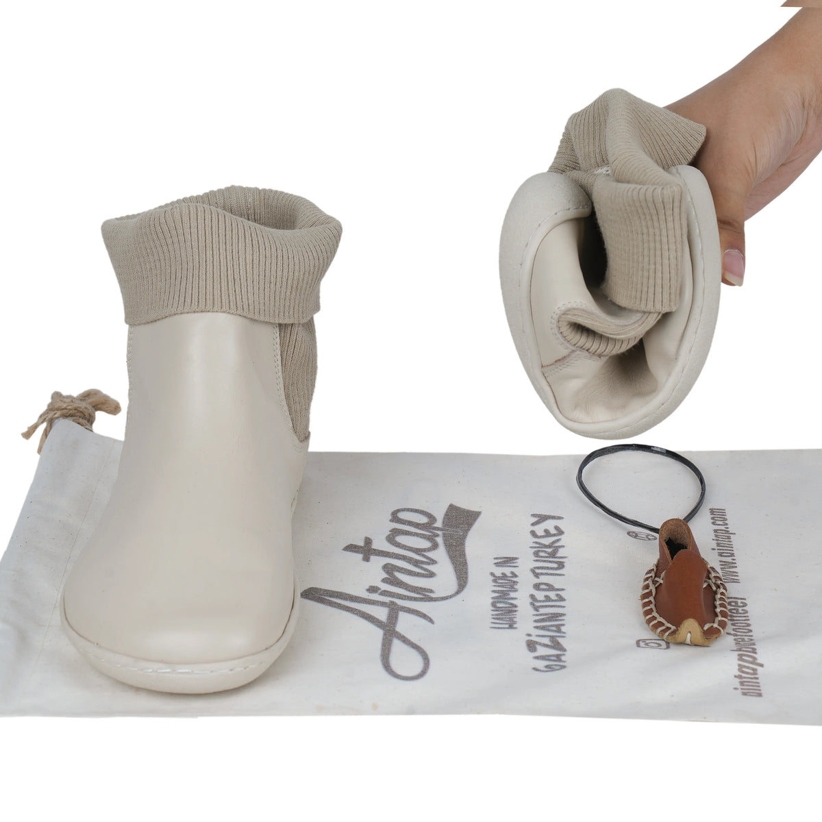 Smooth Barefoot Socks Chelsea Shoes – 6mm Rubber Sole – Cream