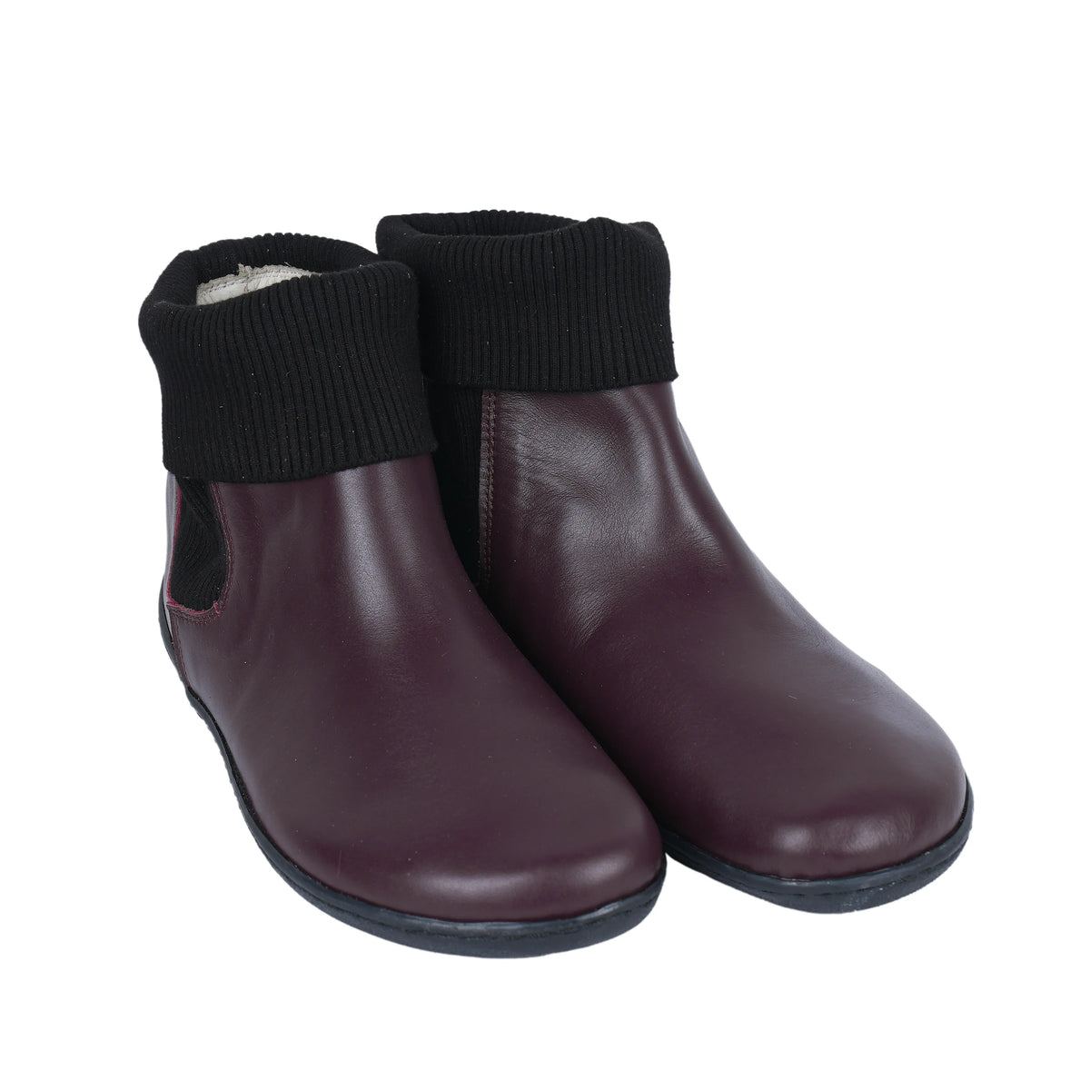 Smooth Barefoot Socks Chelsea Shoes – 6mm Rubber Sole – Burgundy