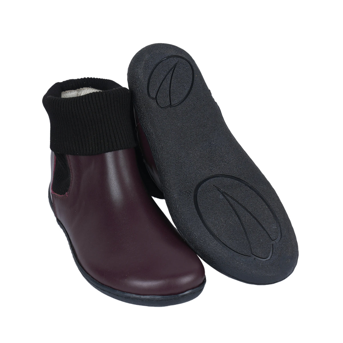 Smooth Barefoot Socks Chelsea Shoes – 6mm Rubber Sole – Burgundy