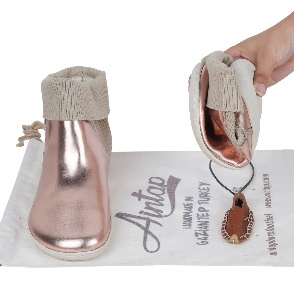 Bright Barefoot Socks Chelsea Shoes – 6mm Rubber Sole – Rose Gold