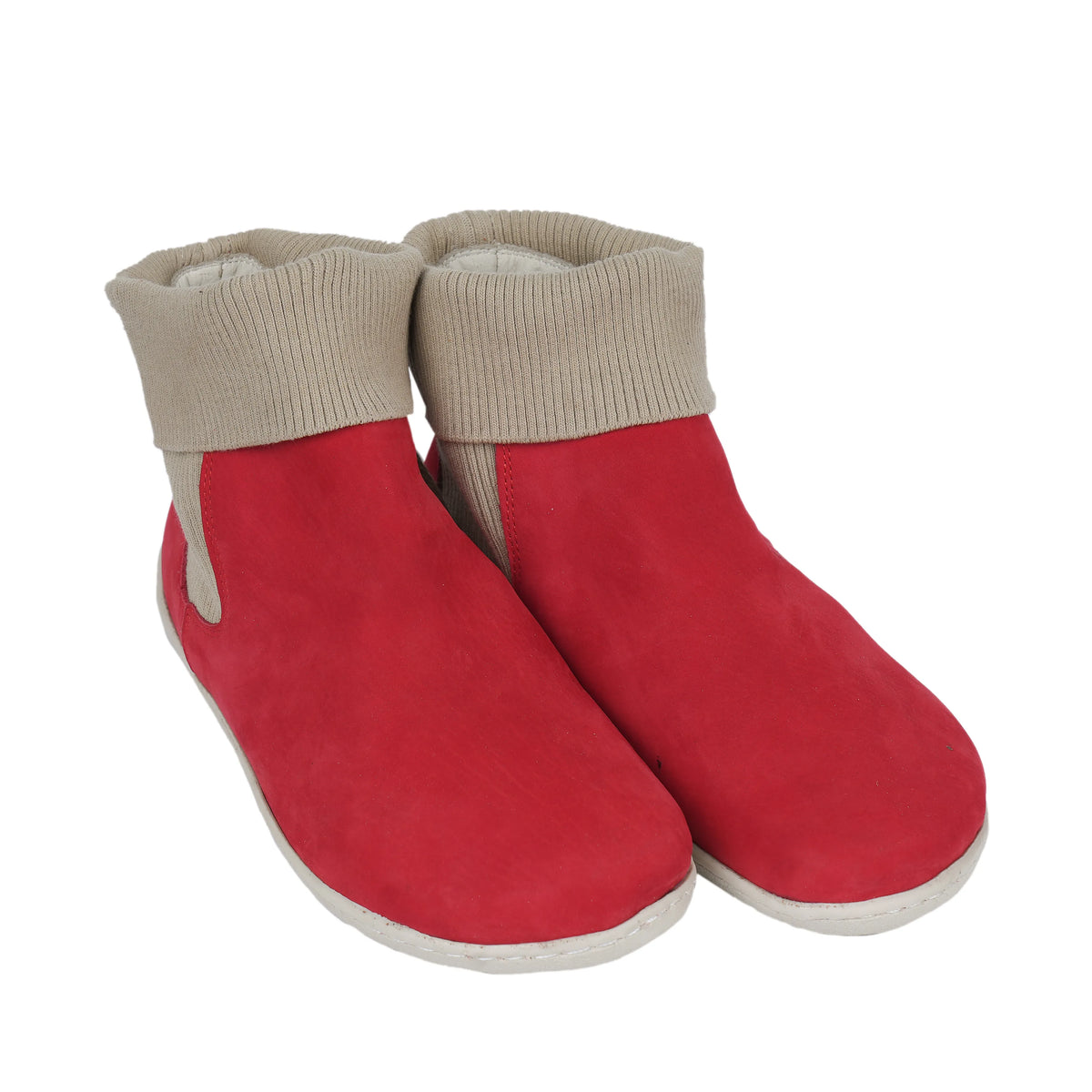 Nubuck Barefoot Socks Chelsea Shoes – 6mm Rubber Sole – Red