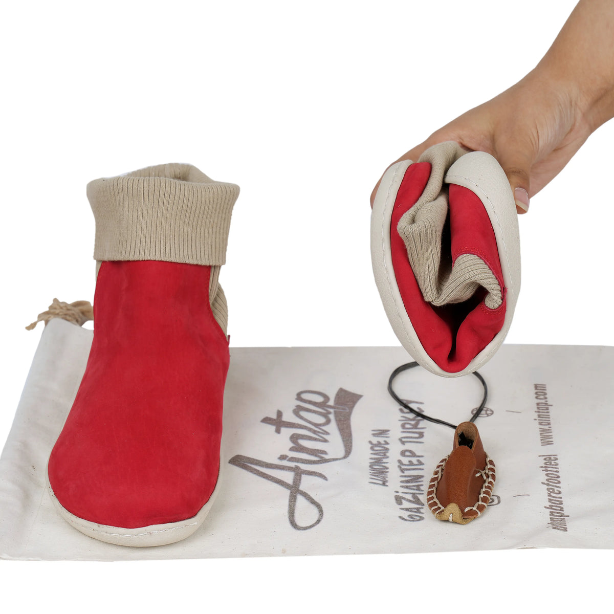 Nubuck Barefoot Socks Chelsea Shoes – 6mm Rubber Sole – Red