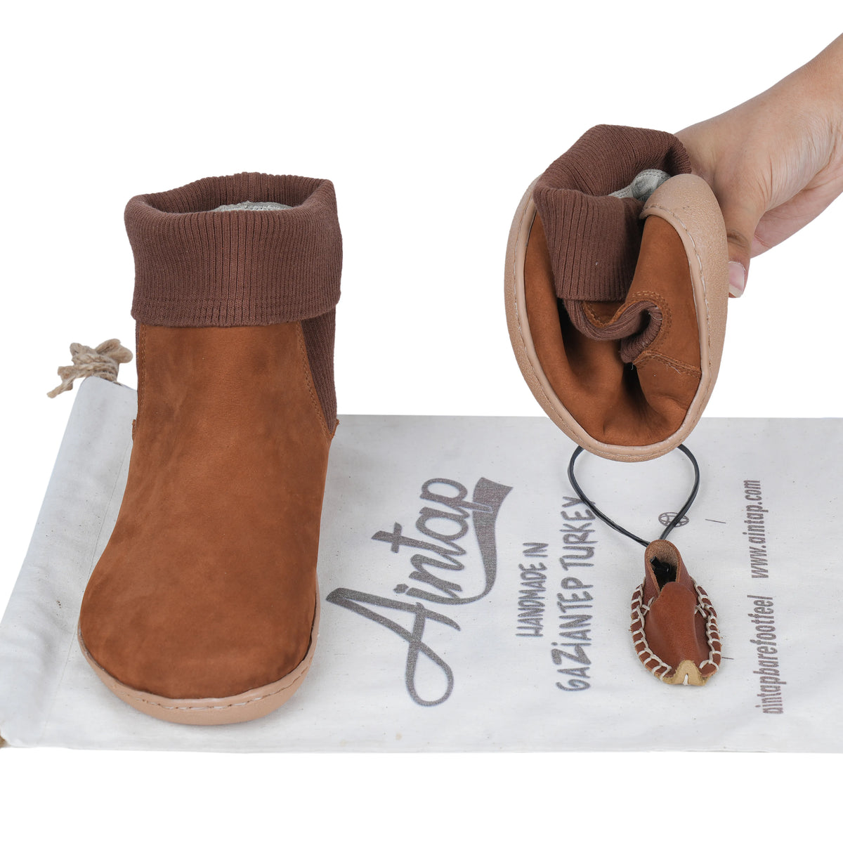 Nubuck Barefoot Socks Chelsea Shoes – 6mm Rubber Sole – Tan