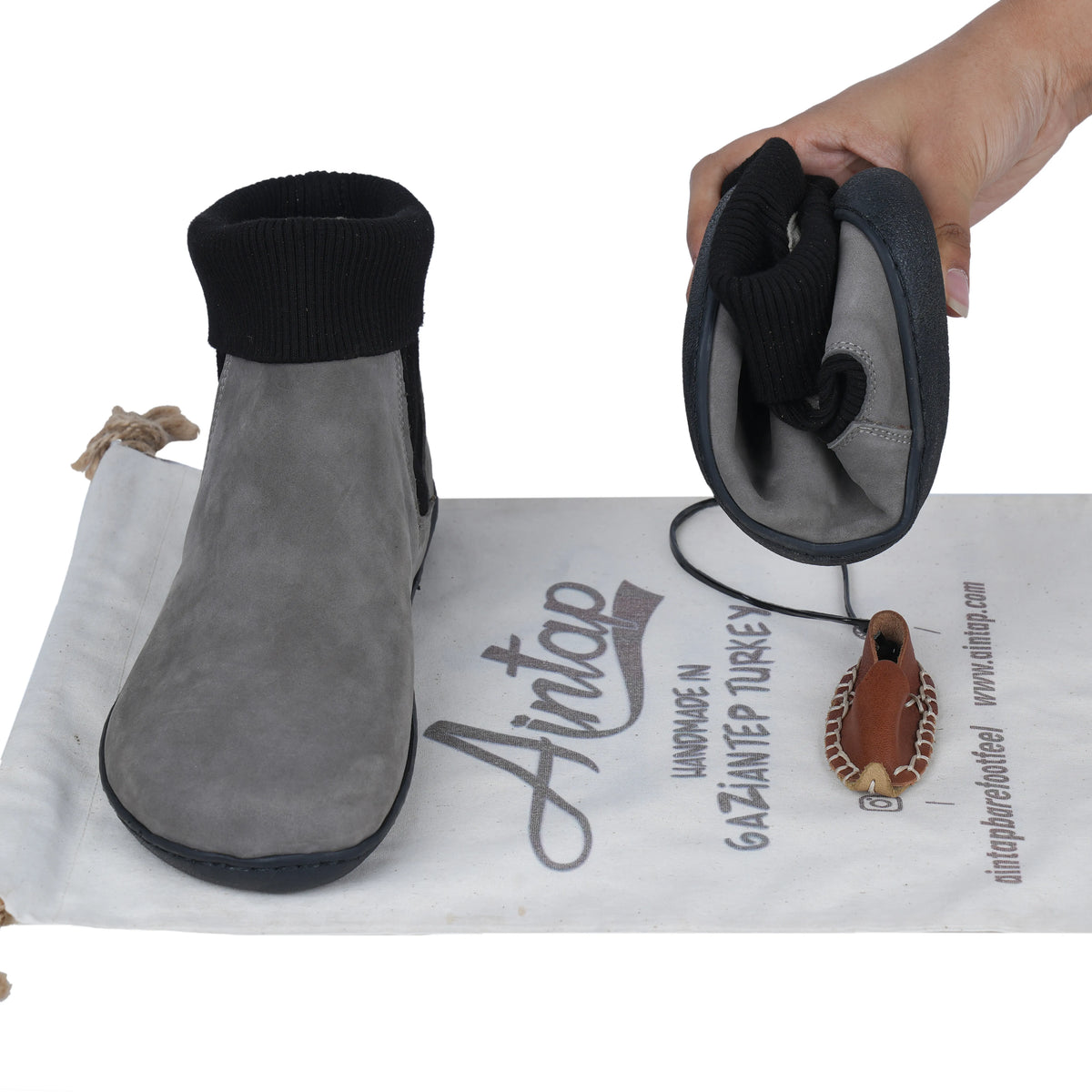 Nubuck Barefoot Socks Chelsea Shoes – 6mm Rubber Sole – Gray