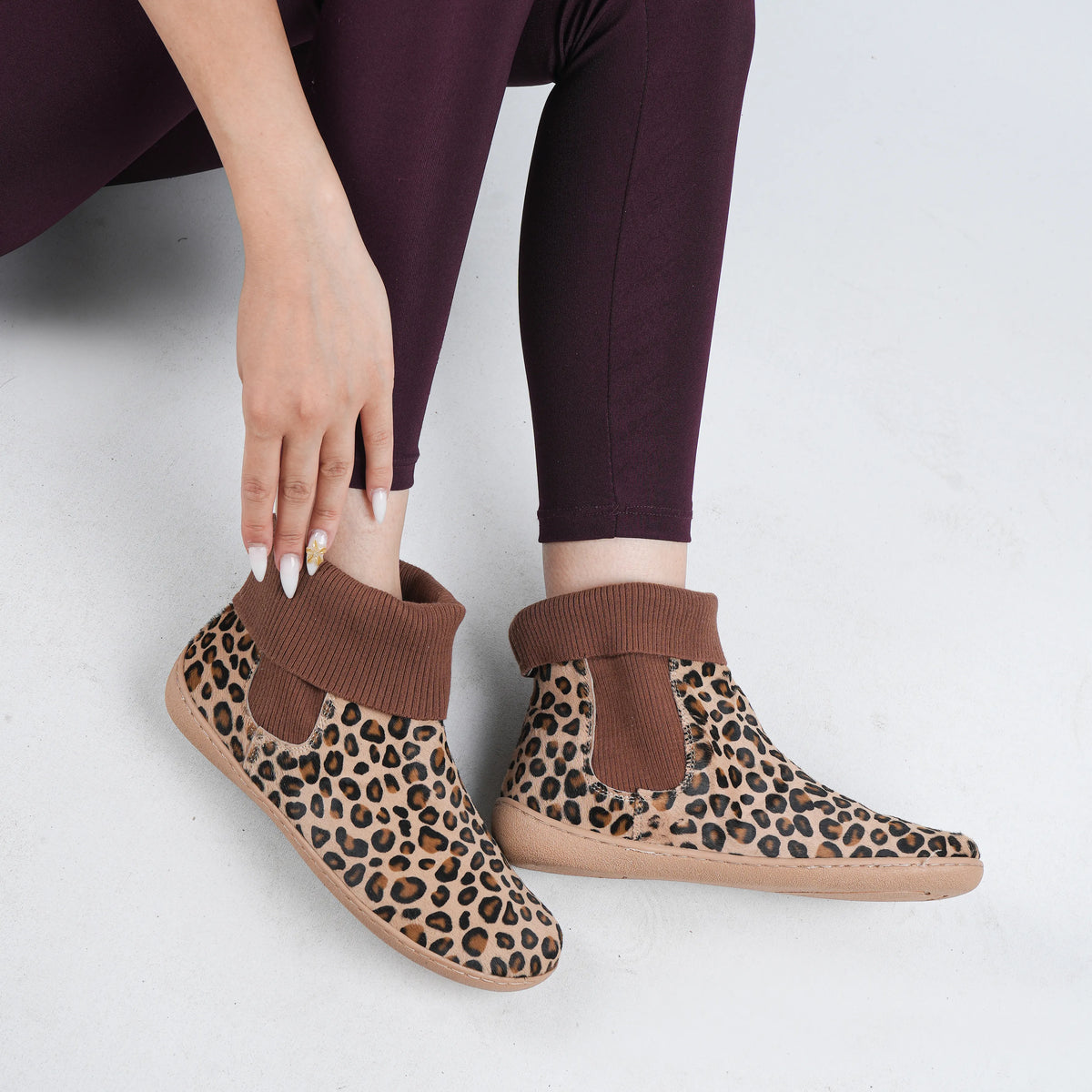 Hair Barefoot Socks Chelsea Shoes – 6mm Rubber Sole – Leopard